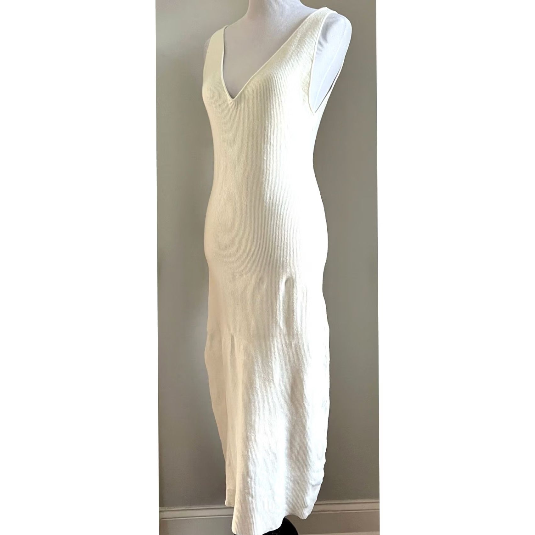Free People VINTAGE FP BEACH Sweater Dress Daniela Low Back Ivory Cream Ribbed L Sleeveless Midi Womens Size L / US 10 / IT 46 - 4 Thumbnail