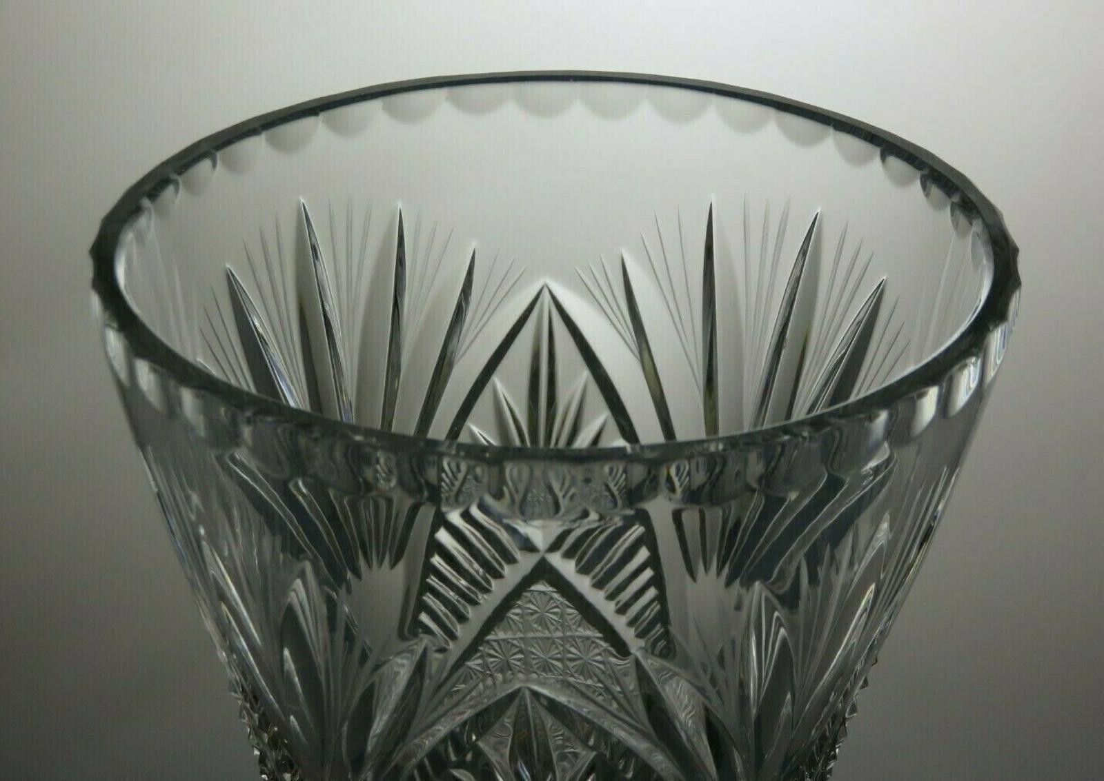 Poeme Bohemien Vintage Rare Bohemian Crystal Cut Amber & Clear Vase 8 7/8" Size ONE SIZE - 5 Thumbnail