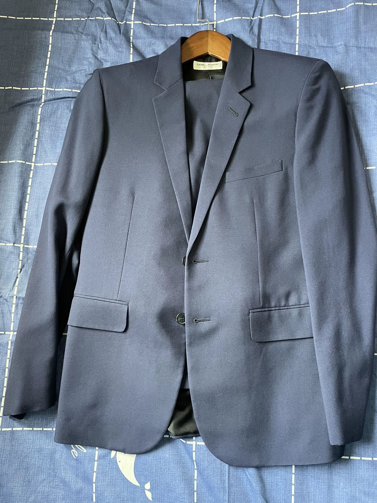 Saint Laurent Paris Saint Laurent Dark Blue Wool Suit Size US M / EU 48-50 / 2 - 1 Thumbnail