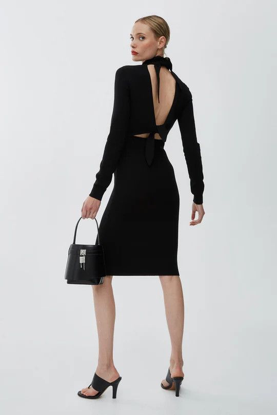 Givenchy o1w1db10326 Open Back Ties Dress in Black Size L / US 10 / IT 46 - 3 Thumbnail