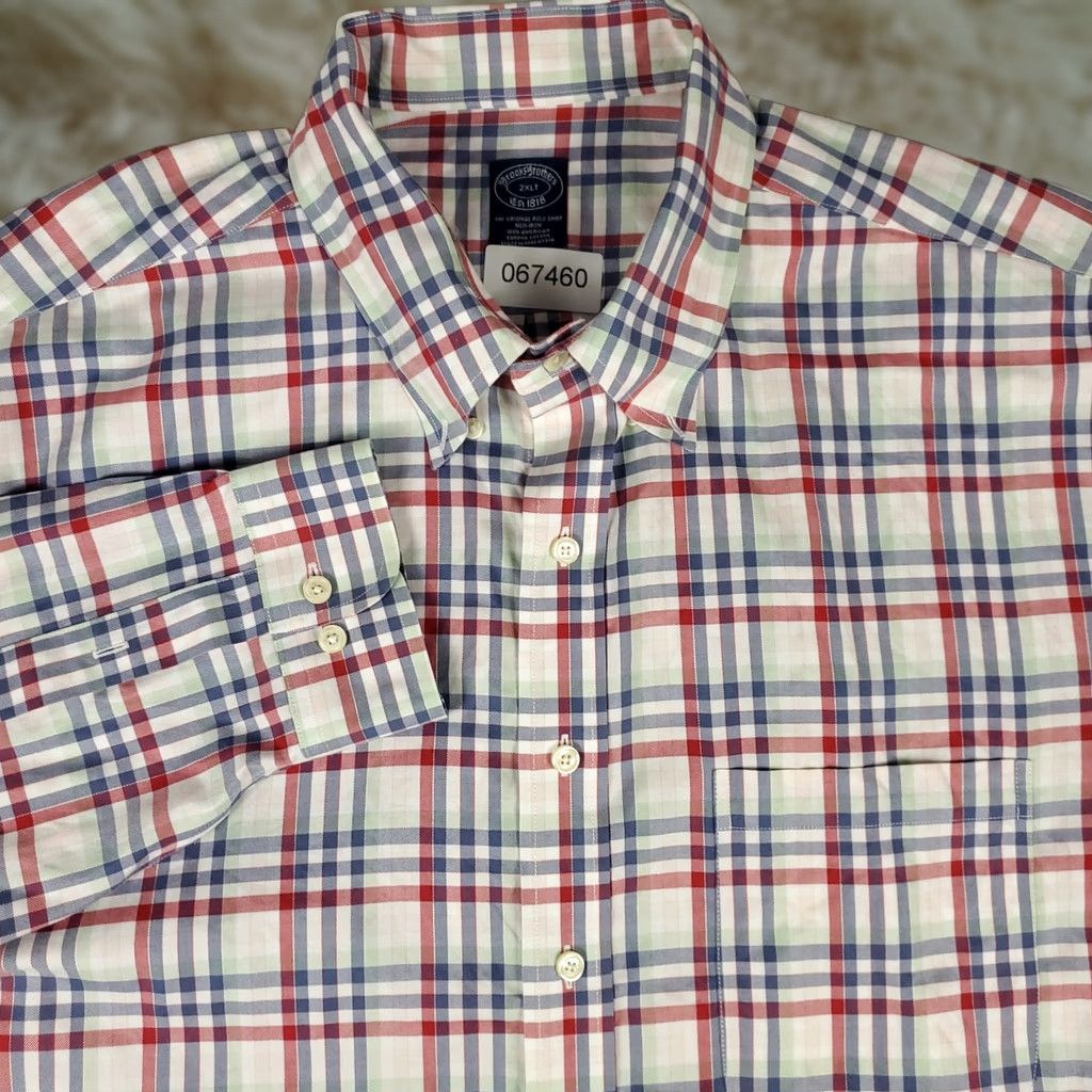 Brooks Brothers Brooks Brothers Shirt Mens 2XLT Blue Red Plaid Casual Button Up Long Sleeve Size US XXL / EU 58 / 5 - 1 Thumbnail
