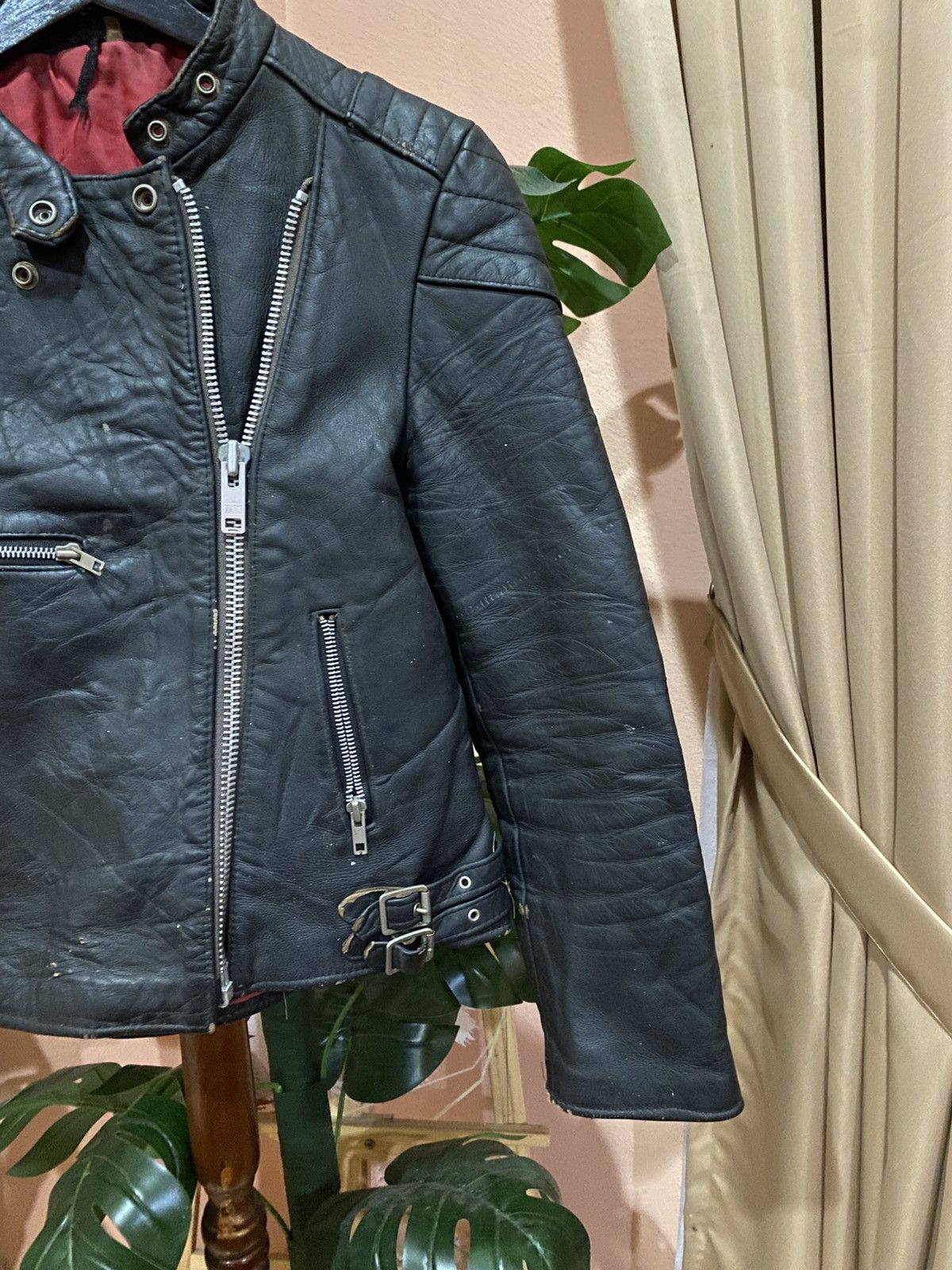 Other Vintage Black Leather Biker Jacket Made England Real Leather Size US S / EU 44-46 / 1 - 4 Thumbnail