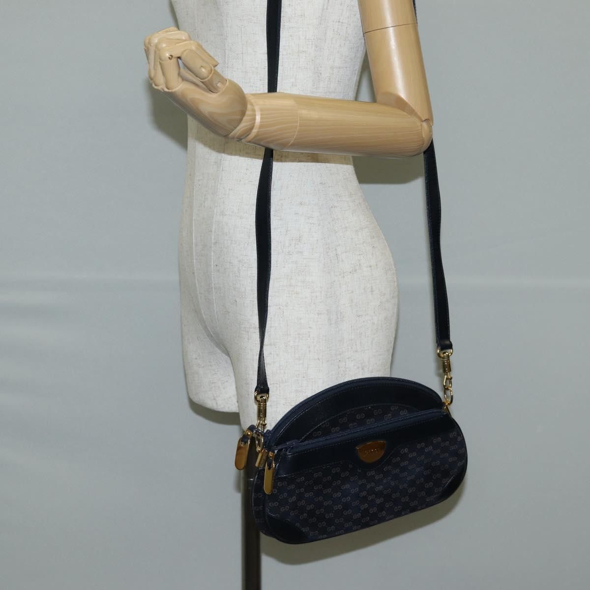 Gucci GUCCI Micro GG Canvas Shoulder Bag Suede Navy Gold 001 261 Size ONE SIZE - 23 Thumbnail