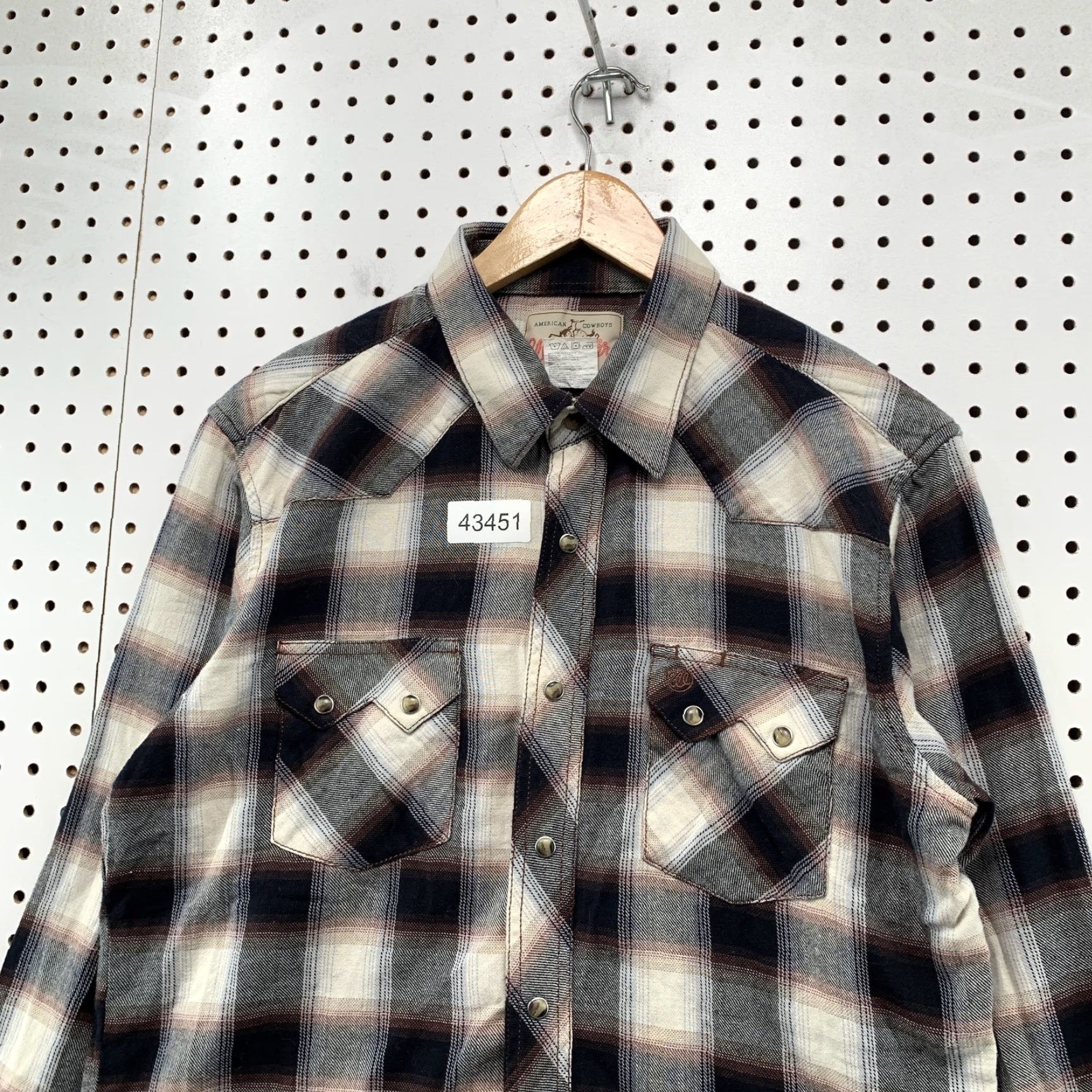 Wrangler VINTAGE Wrangler Cowboys Plaid Button-Up Shirt Mens M Medium Black Western 90s Size US M / EU 48-50 / 2 - 2 Thumbnail