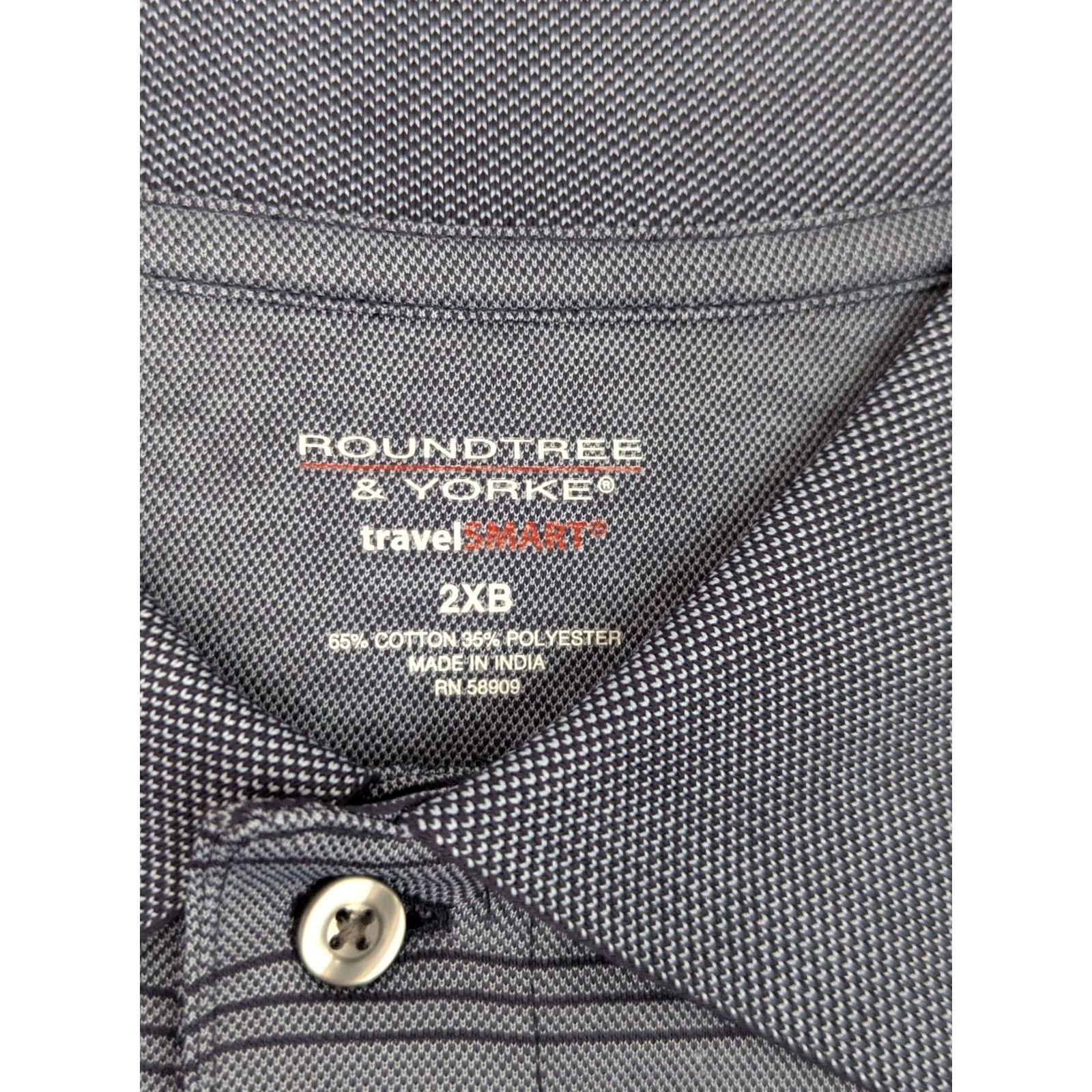 Roundtree & Yorke VINTAGE: No — Roundtree & Yorke Performance Polo Shirt Mens 2XB Blue Striped Short Sleeve Travel Golf Big & Tall Size US XXL / EU 58 / 5 - 4 Thumbnail