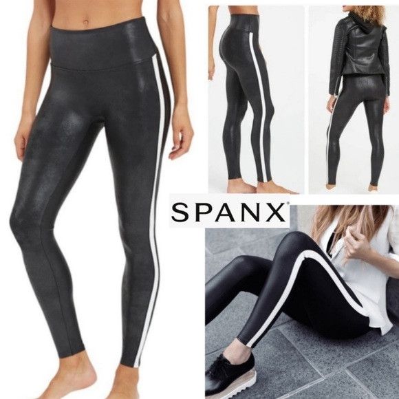 Spanx SPANX Faux Vegan Leather Side Strap Leggings Metallic XS Size 25" / US 0 / IT 36 - 3 Thumbnail