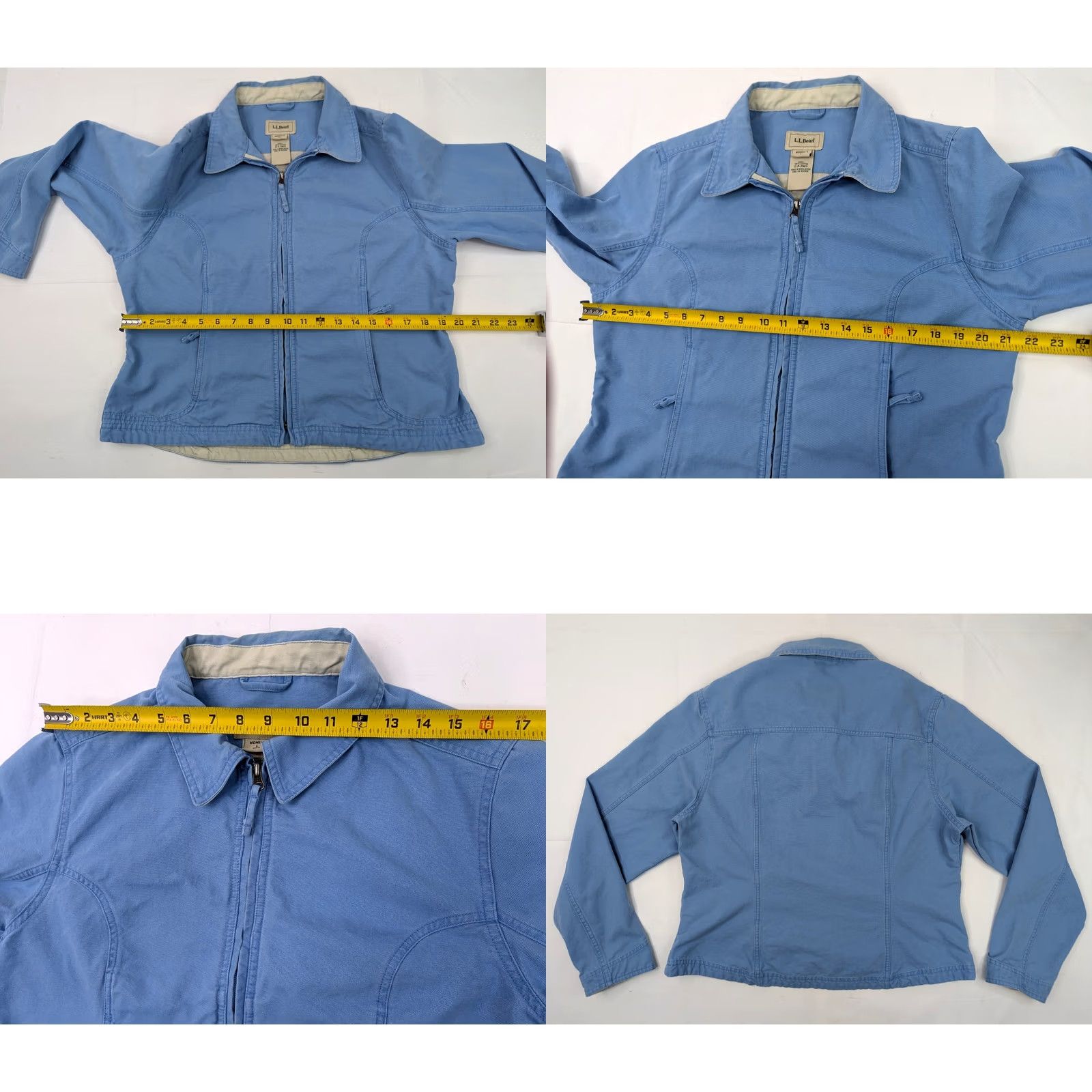 Vintage LL Bean Field Barn Chore Canvas Jacket Women L-Regular, Sky Blue Full Zip 0AJW9 Work Size L / US 10 / IT 46 - 8 Thumbnail
