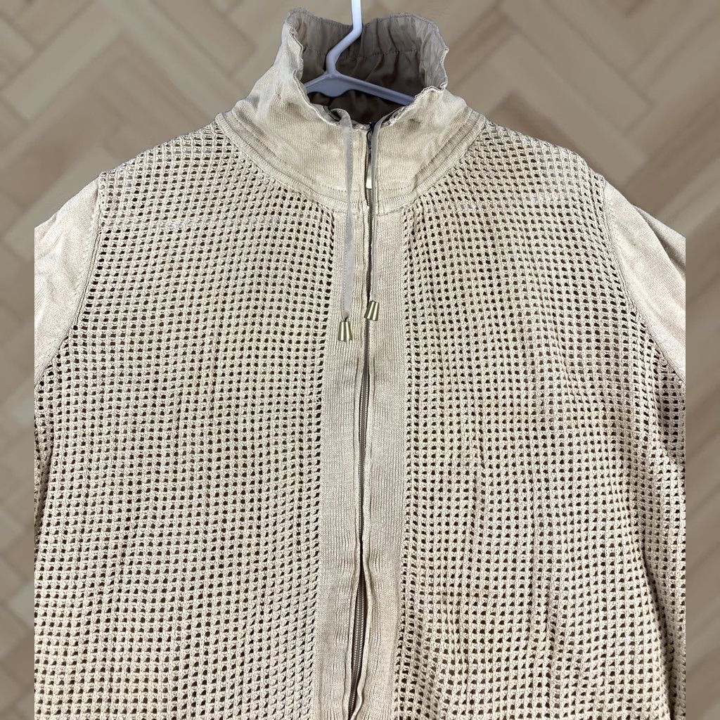 Vintage VINTAGE Allison Daley Sweater Cardigan Women’s XL Tan Cable-Knit Long-Sleeve Full Zip Mens Womens Size XL / US 12-14 / IT 48-50 - 1 Thumbnail