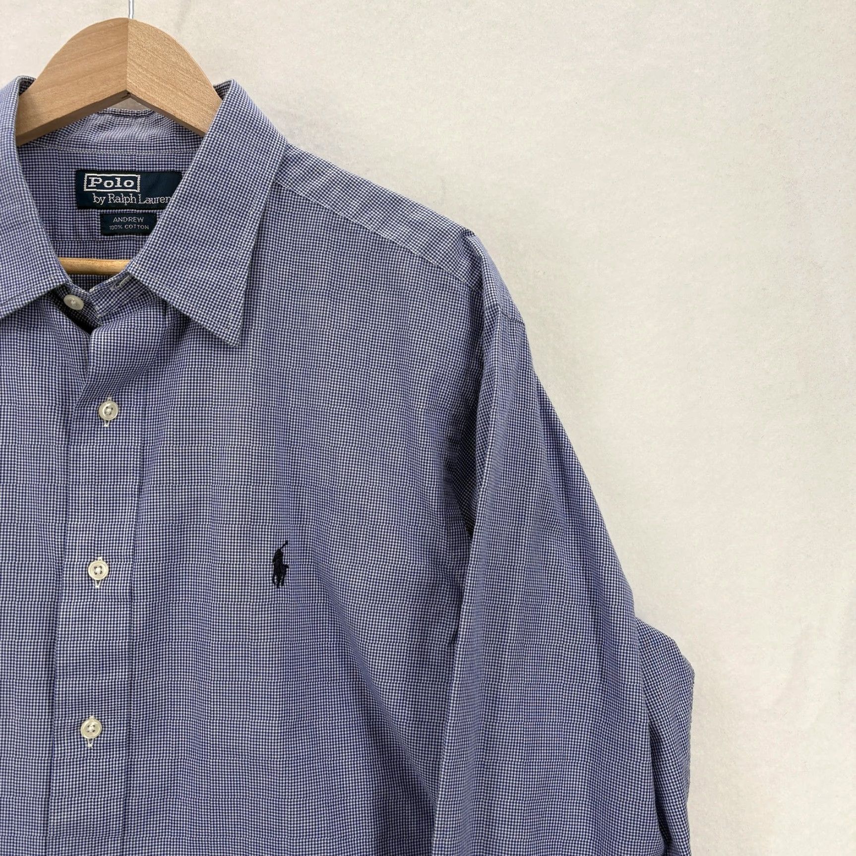 Polo Ralph Lauren Polo Ralph Lauren Andrew Shirt Mens L Blue Check Button Front Cotton Size US L / EU 52-54 / 3 - 2 Thumbnail