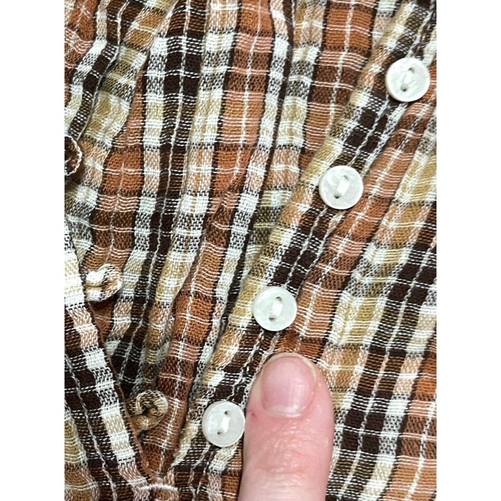 Old Navy Old Navy Shirt Women’s Tall M Plaid Brown Cream Black 1/4 Buttons Long Sleeve Casual Fall Spring Summer Modern Size M / US 6-8 / IT 42-44 - 5 Thumbnail