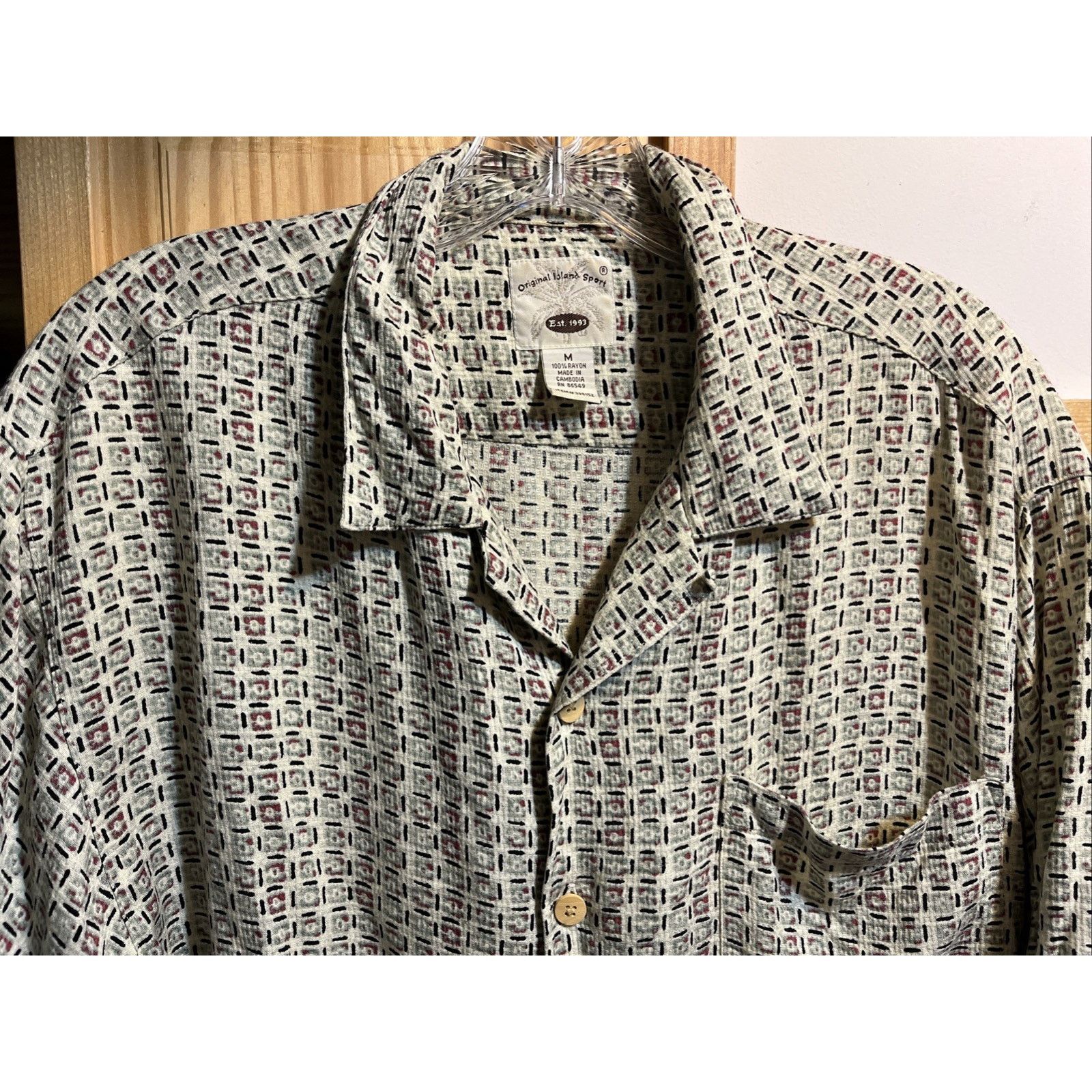 Other Original Island Sport VTG Hawaiian Shirt Mens M Beige Tribal Size US M / EU 48-50 / 2 - 4 Thumbnail