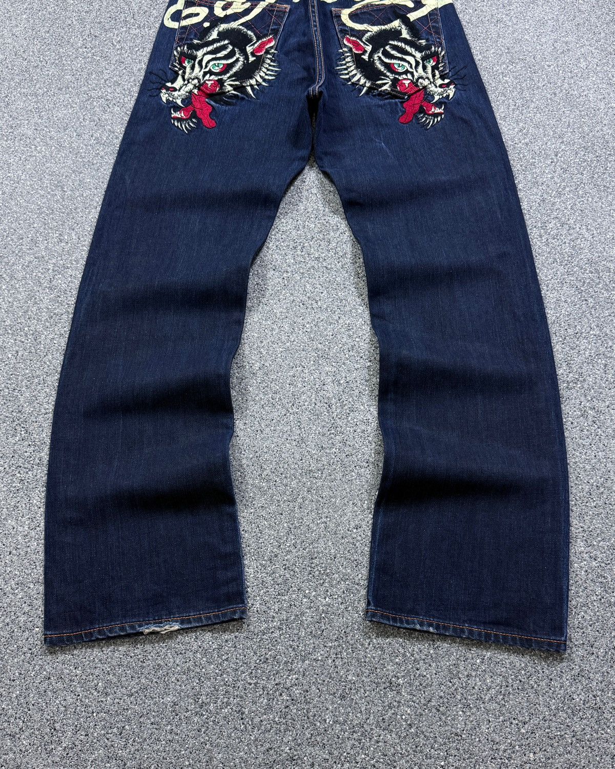 Ed Hardy Rare VTG Ed Hardy Wolf Embroidery Flare Jeans Size US 31 - 5 Thumbnail