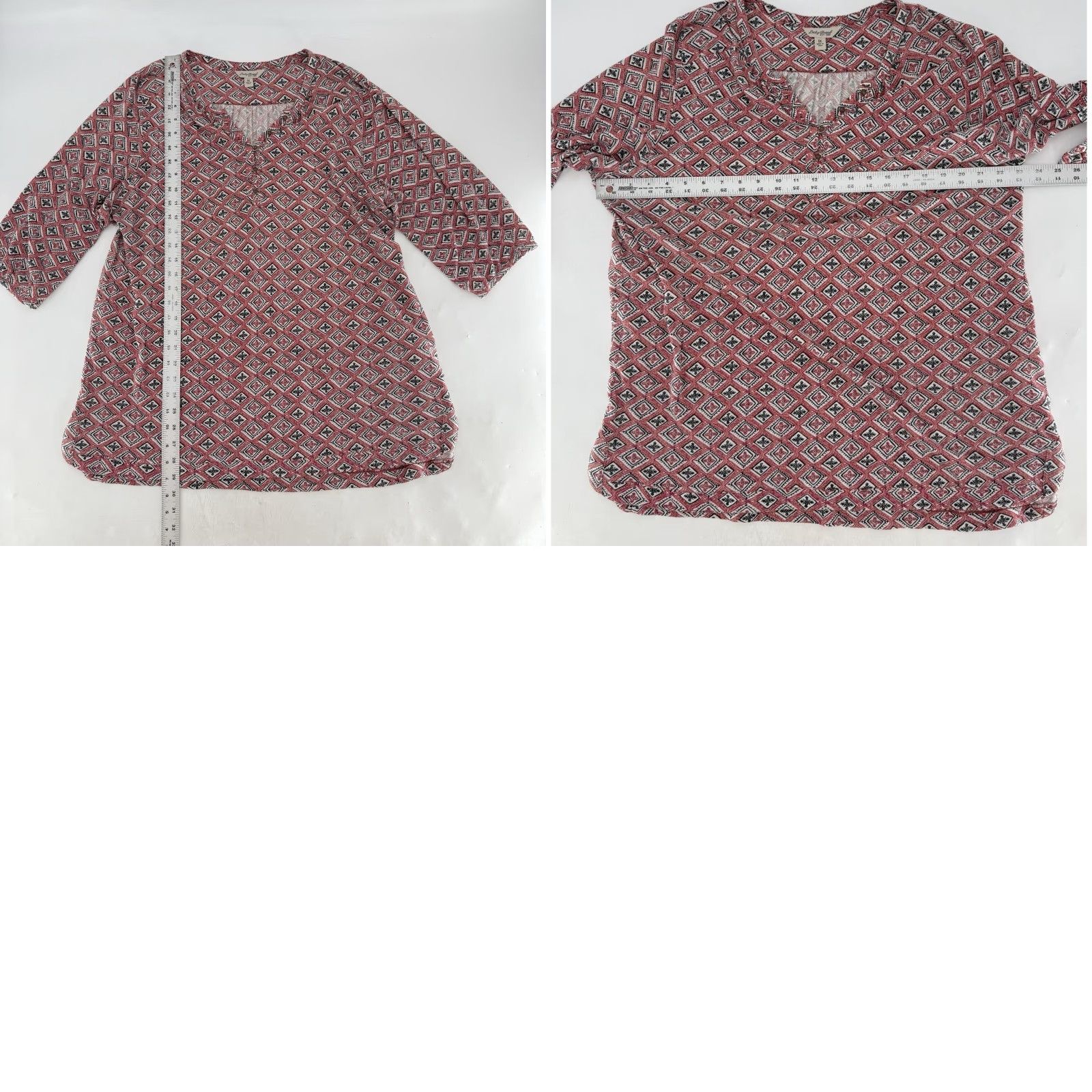 Lucky Brand Lucky Brand Blouse 1x Plus Size Diamond Pattern Boho Cotton Viscose Multicolor Round Neck Long Sleeve Pullover Casual Workwear Summer Fall Winter Size XL / US 12-14 / IT 48-50 - 8 Thumbnail