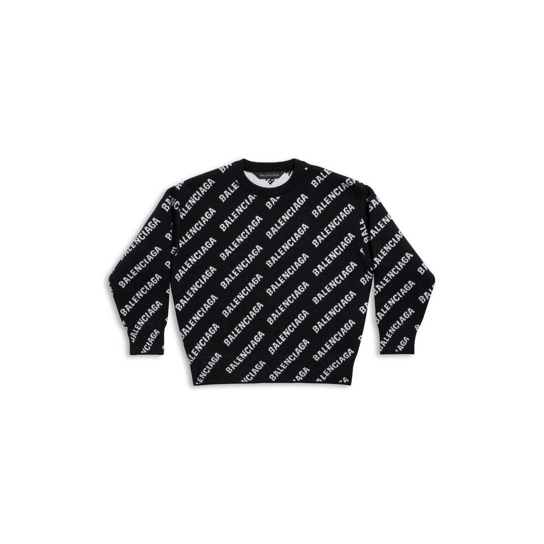 Balenciaga o1tr1nto0126 Bal Horizontal Allover Cropped Sweater in Black Size S / US 4 / IT 40 - 1 Thumbnail