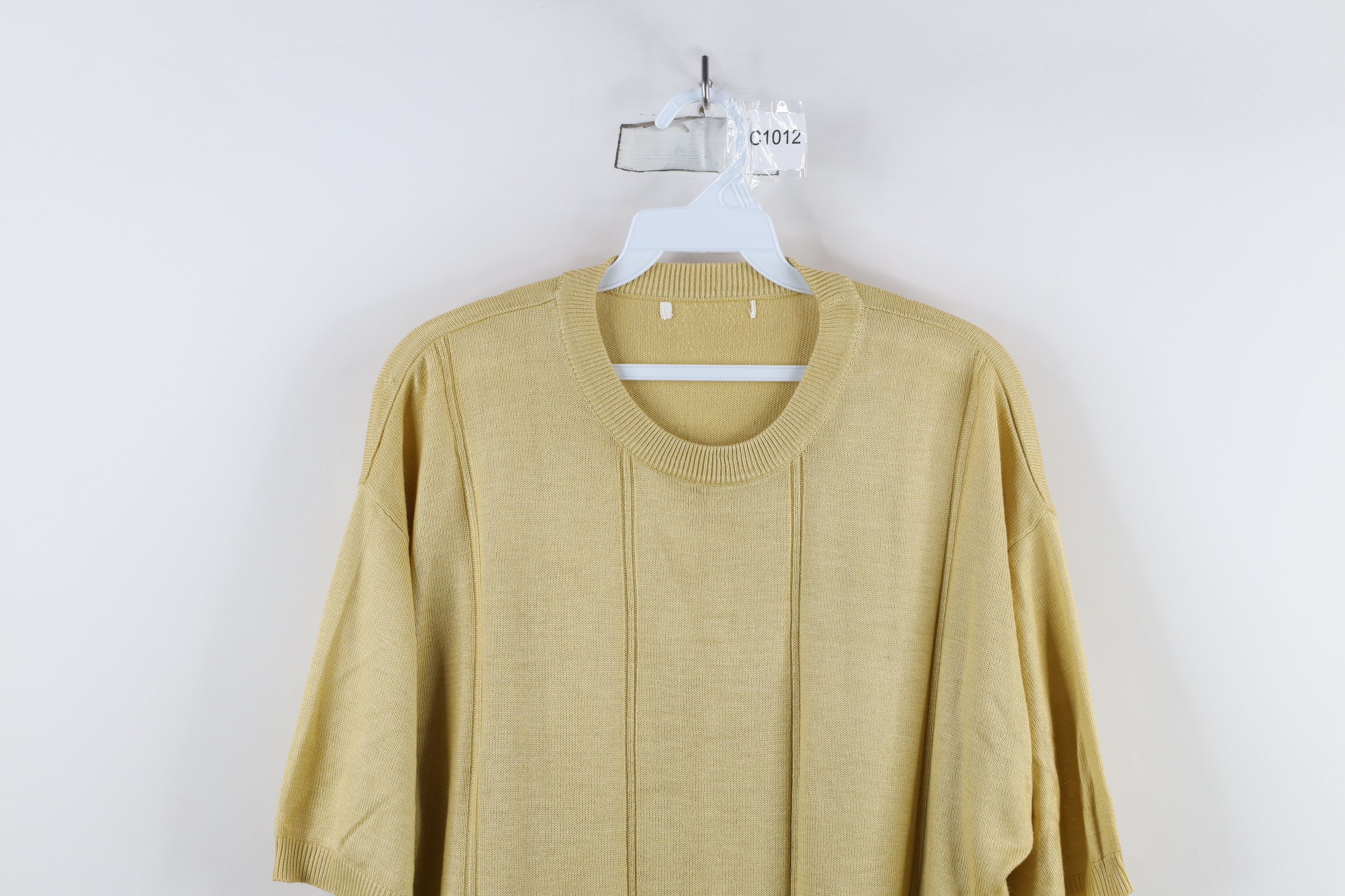 Vintage Vintage 90s Streetwear Knit Short Sleeve Sweater Gold Size US L / EU 52-54 / 3 - 2 Thumbnail