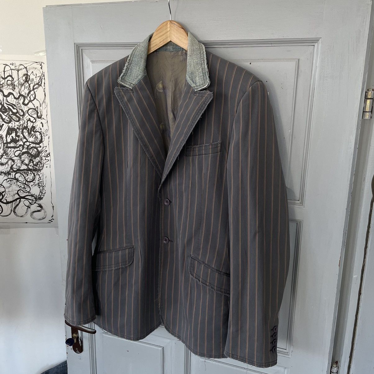 Designer × Dolce & Gabbana 🔥Rare🔥Dolce&Gabbana D&G Distressed striped blazer sz50 Size 50L - 1 Thumbnail