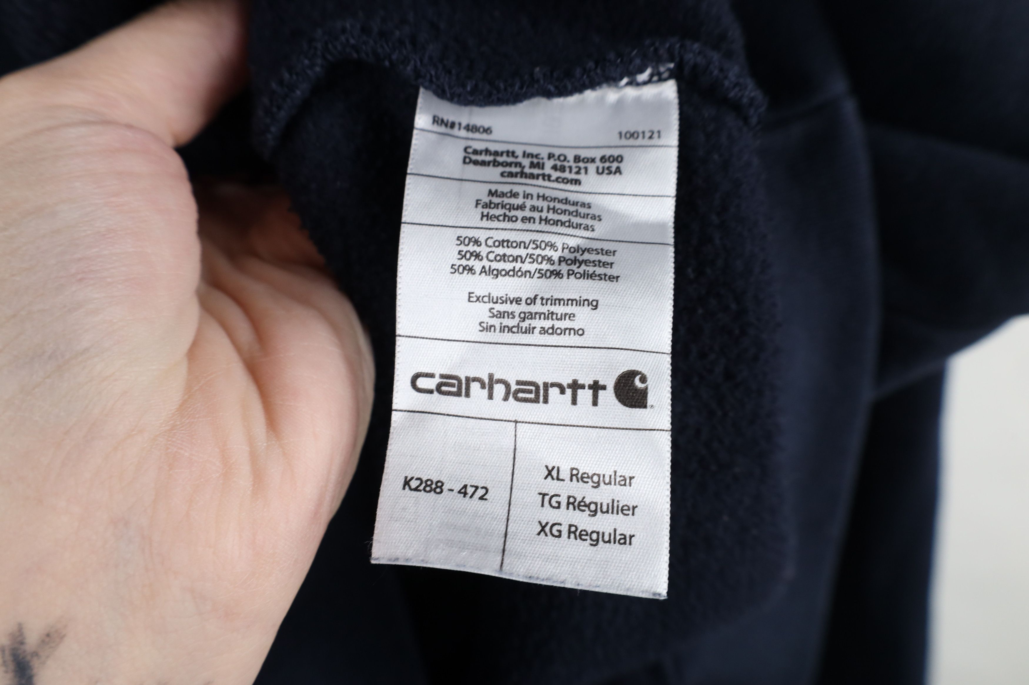 Carhartt × Vintage Vintage Carhartt Spell Heavyweight Hoodie Sweatshirt Blue Size US XL / EU 56 / 4 - 11 Thumbnail