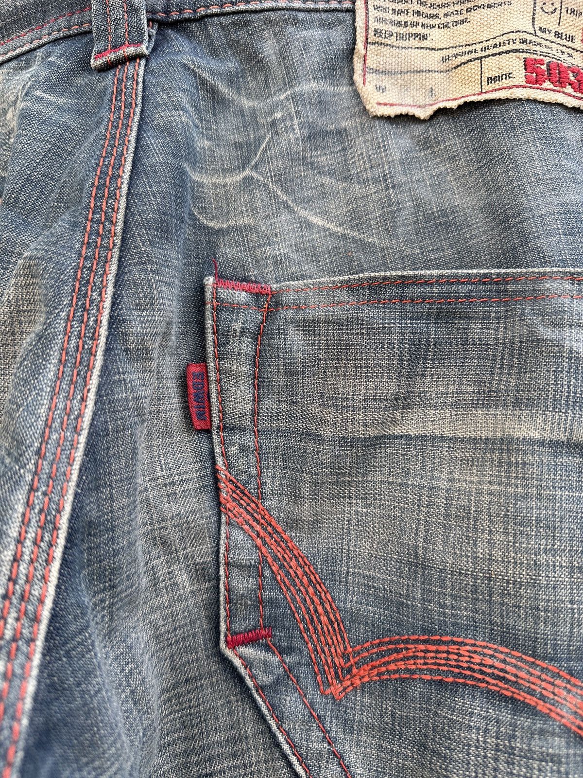 Kapital 💥Edwin Blue Trip 503💥 Crazy Design Edwin Carpenter💥 Size US 34 / EU 50 - 10 Thumbnail