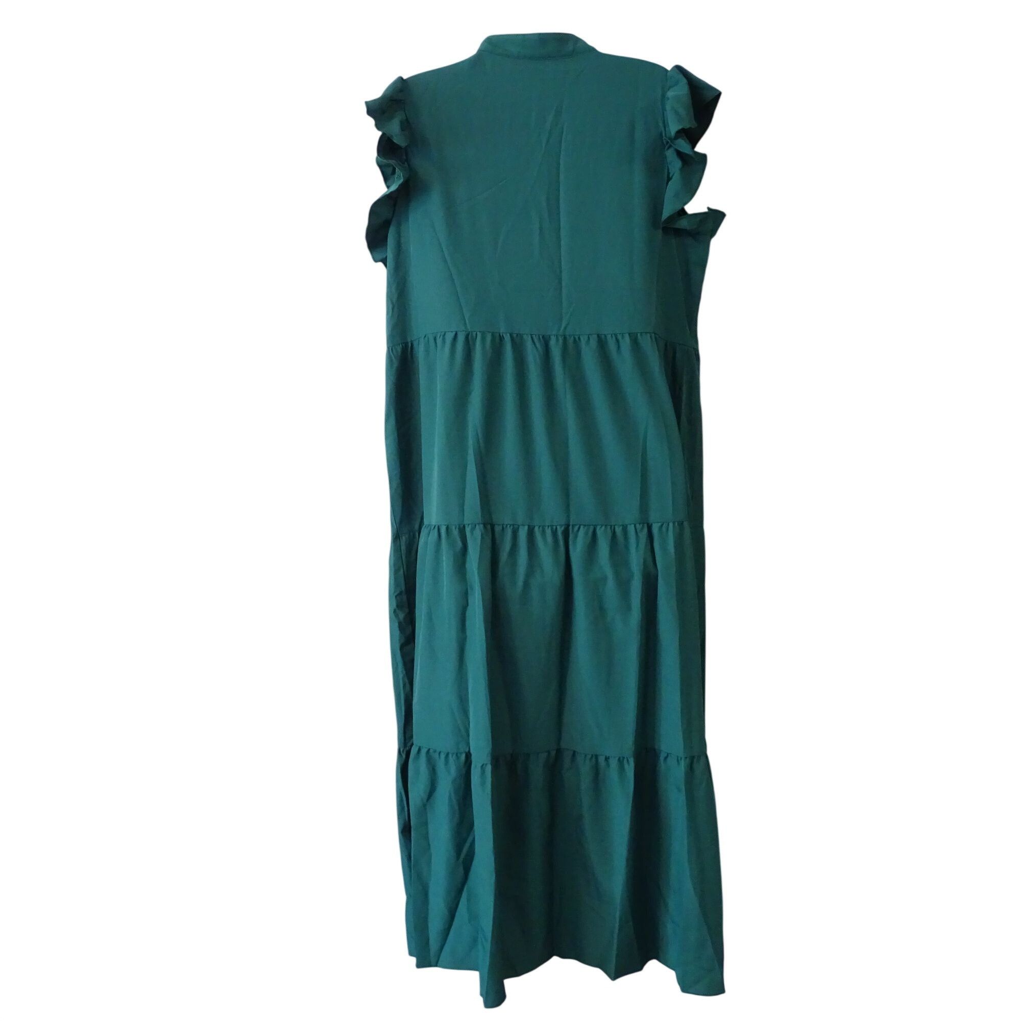 Shein Shein Green Ruffle Tiered Midi Maxi Dress Size L 8 10 Size L / US 10 / IT 46 - 4 Thumbnail