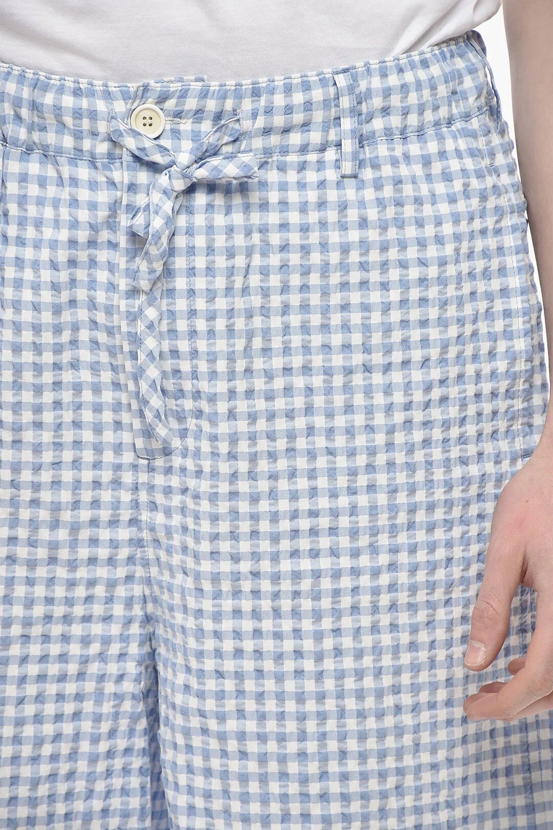 Marni og1mm0326 Seersucker Cotton Short in Light Blue Size US 34 / EU 50 - 3 Thumbnail