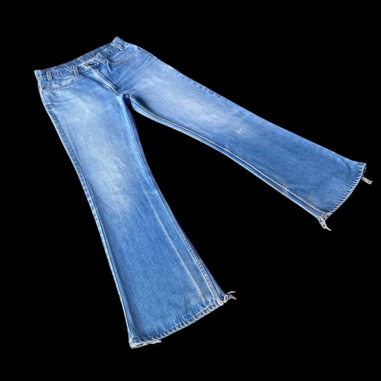Levi's Vintage Clothing RARE 1970S LEVIS 646 ORANGE TAG FLARED BLUE WASH FRAYED HEM Size US 30 / EU 46 - 3 Thumbnail