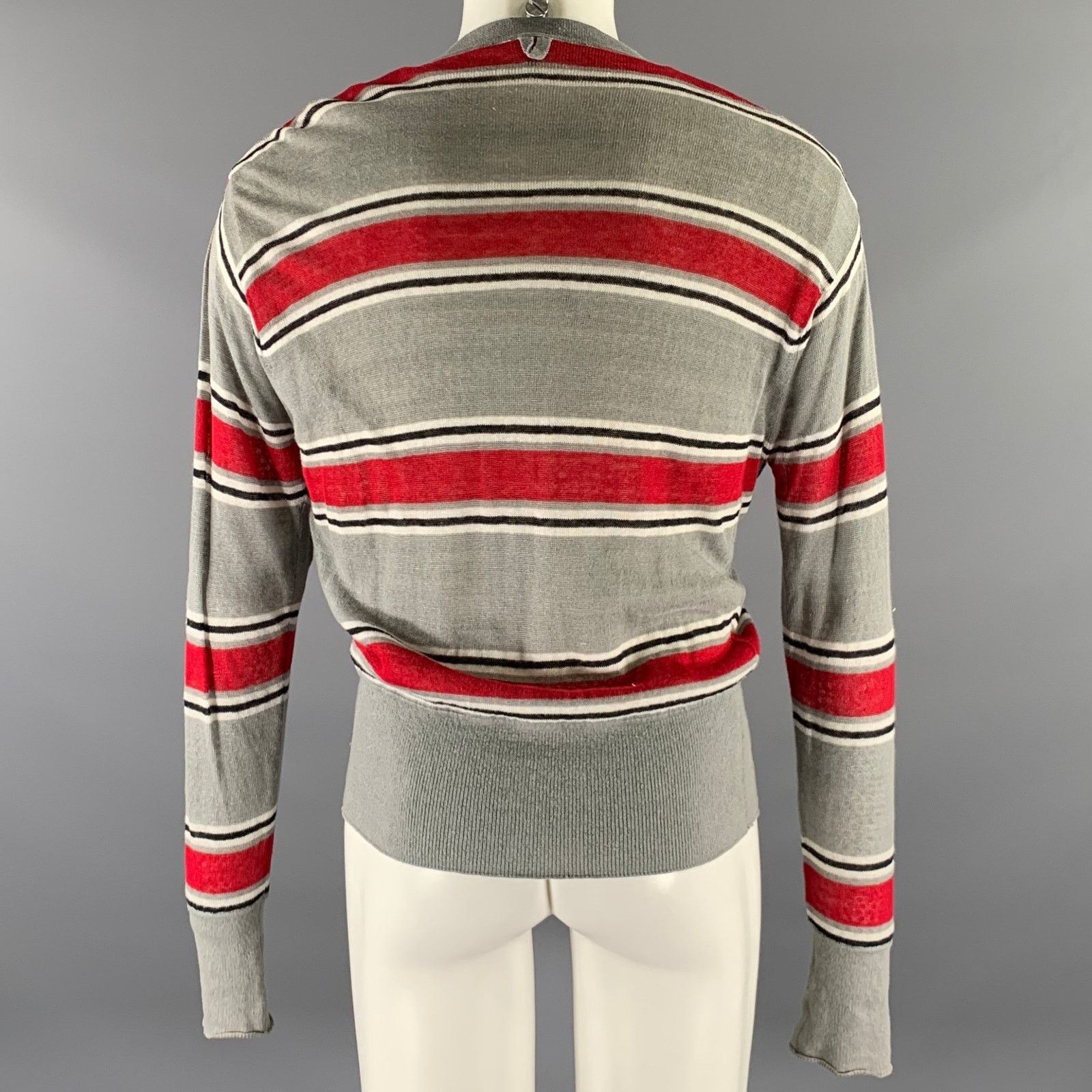 Brooks Brothers Black Fleece BLACK FLEECE S Red Grey Black Stripe Reversible Cardigan Size US S / EU 44-46 / 1 - 3 Thumbnail