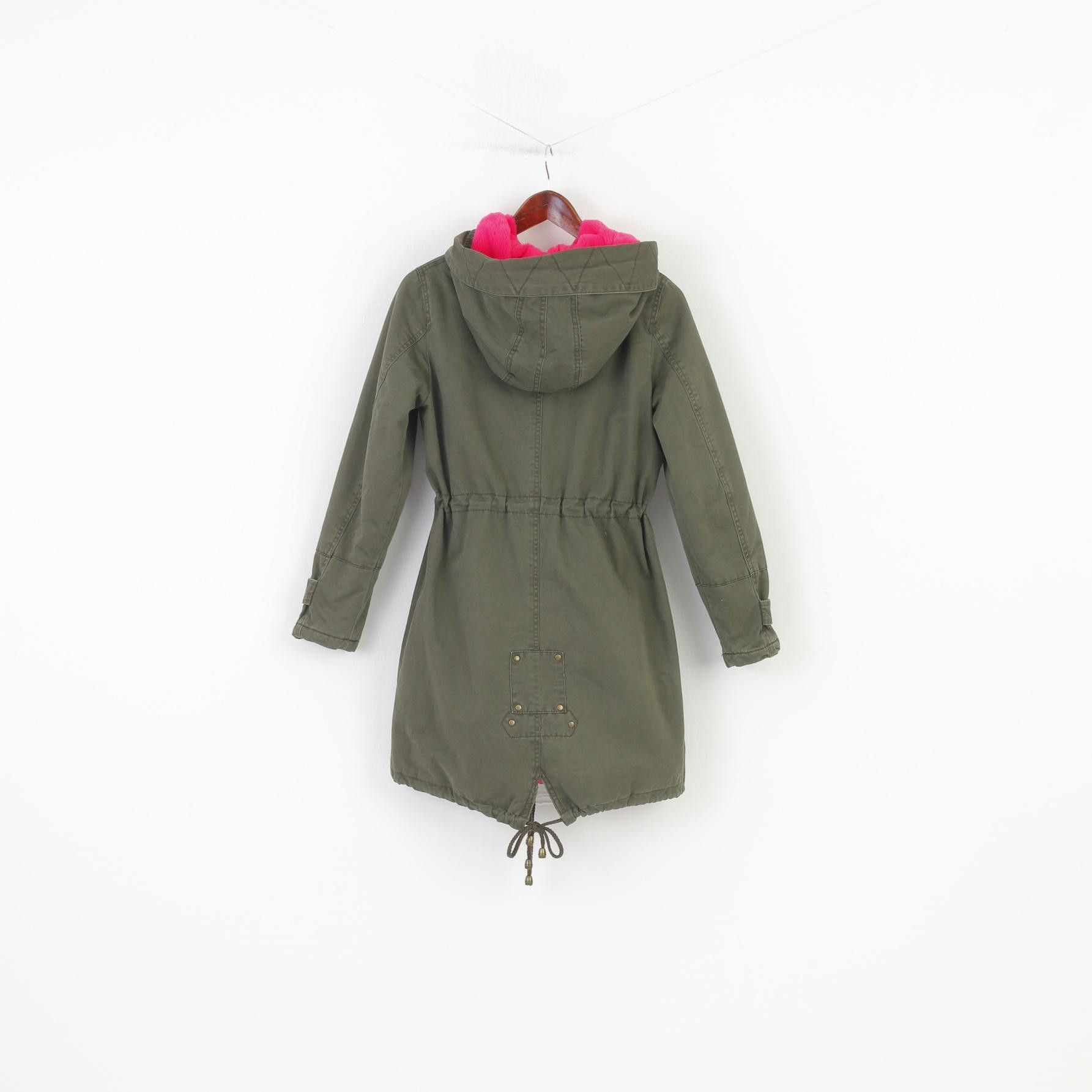 Vintage Blu Deise Woman S Jacket Khaki Padded Pink Fur 0183 Size S / US 4 / IT 40 - 9 Thumbnail