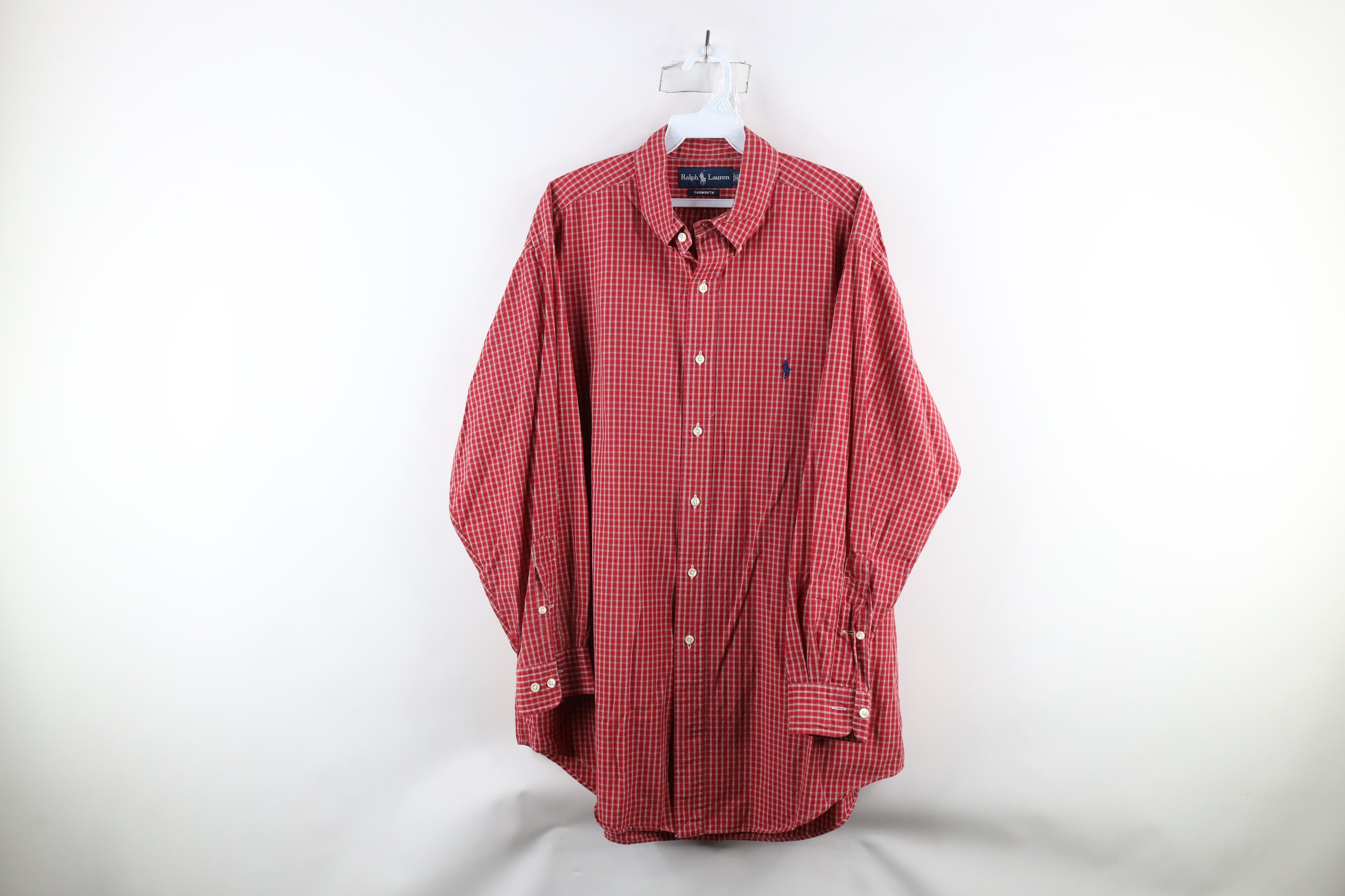 Ralph Lauren × Vintage Vintage 90s Ralph Lauren Collared Button Down Shirt Red Size US L / EU 52-54 / 3 - 1 Thumbnail