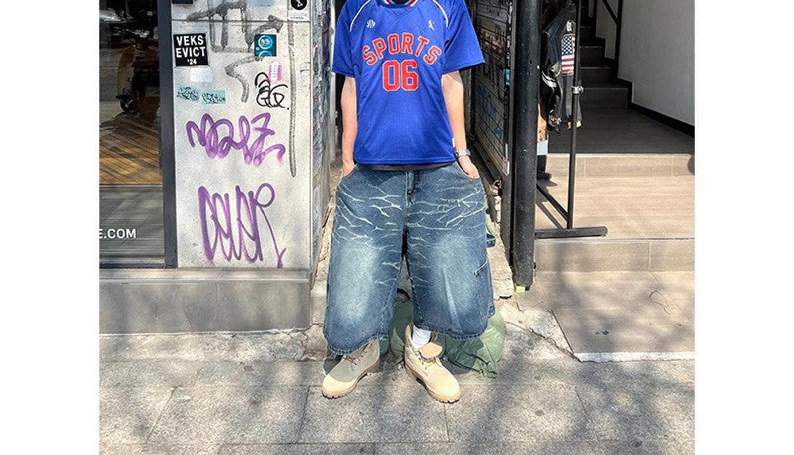 Vintage Oversized Denim Jorts, Washed Baggy Shorts Size US 33 - 3 Thumbnail