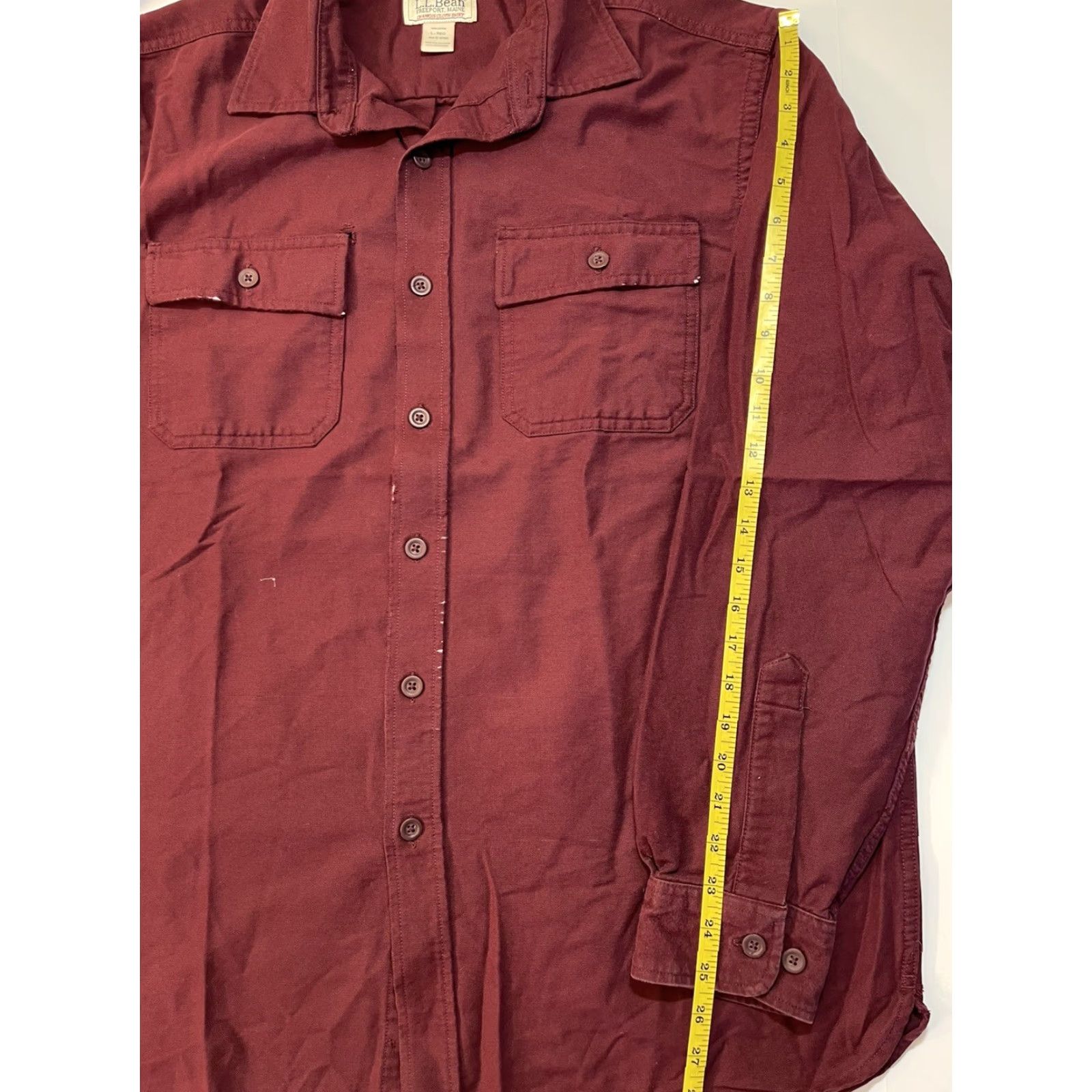 Vintage VINTAGE LL BEAN Chamois Shirt Shirt Men L Red Flannel Button-Up 1990s Casual Hunting Fishing Cotton Regular Size L Mens Size US L / EU 52-54 / 3 - 7 Thumbnail