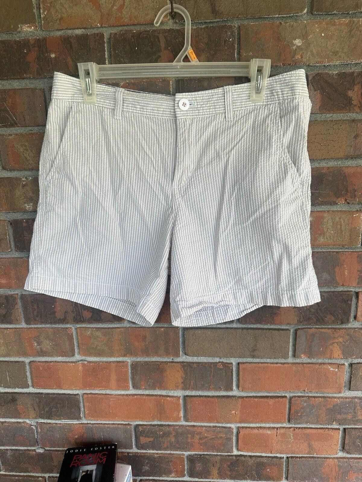 Designer Women's Bass Shorts Size 8 Striped White Beige Size 30" / US 8 / IT 44 - 1 Thumbnail