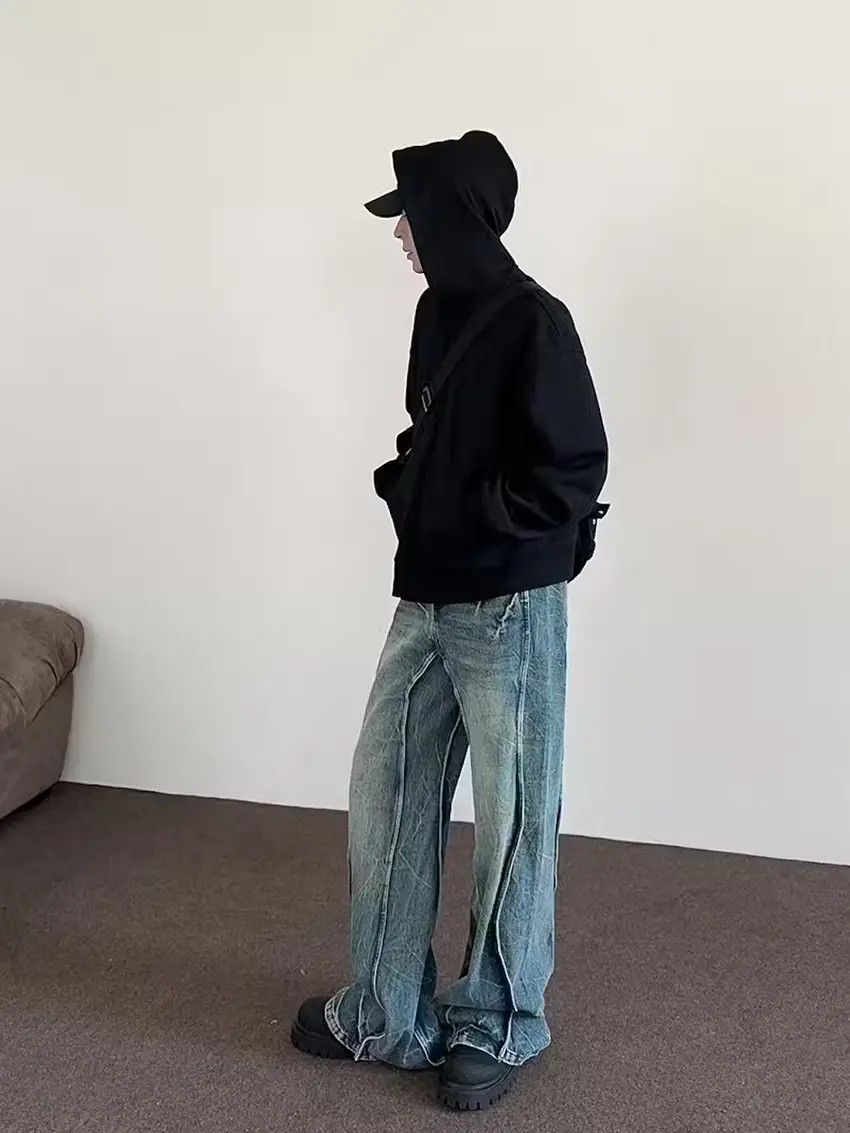 Designer × Japanese Brand Blue striped embroidered baggy jeans Size US 34 / EU 50 - 4 Thumbnail