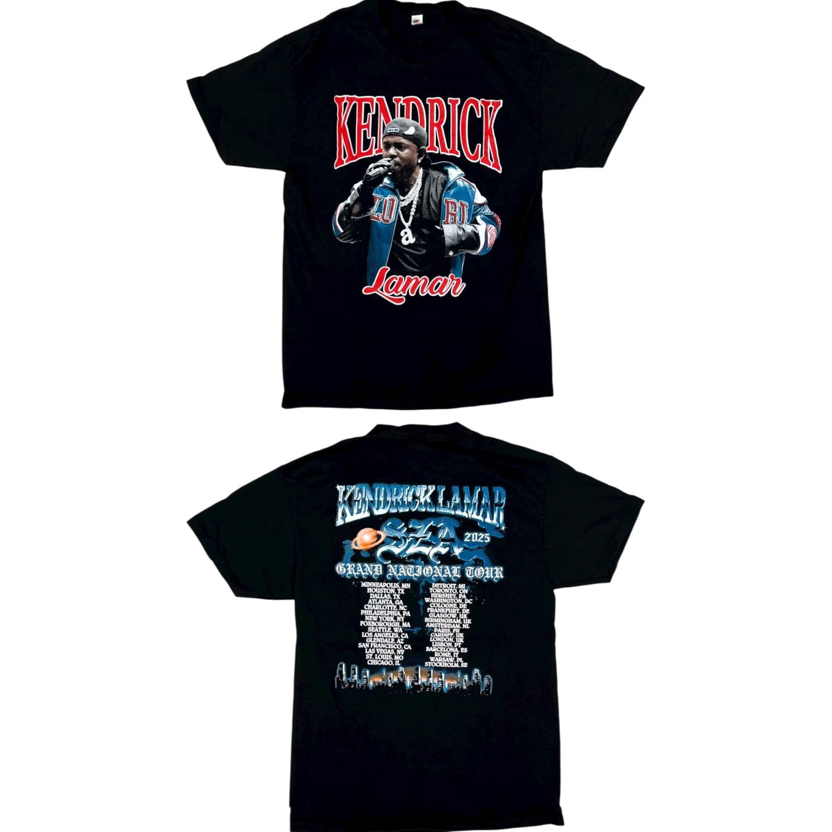 Fruit Of The Loom Kendrick Lamar T-Shirt Mens Medium Black 2025 Grand National Tour SZA Graphic Shirt Mens Black Graphic Print Concert Tour Size US M / EU 48-50 / 2 - 2 Thumbnail