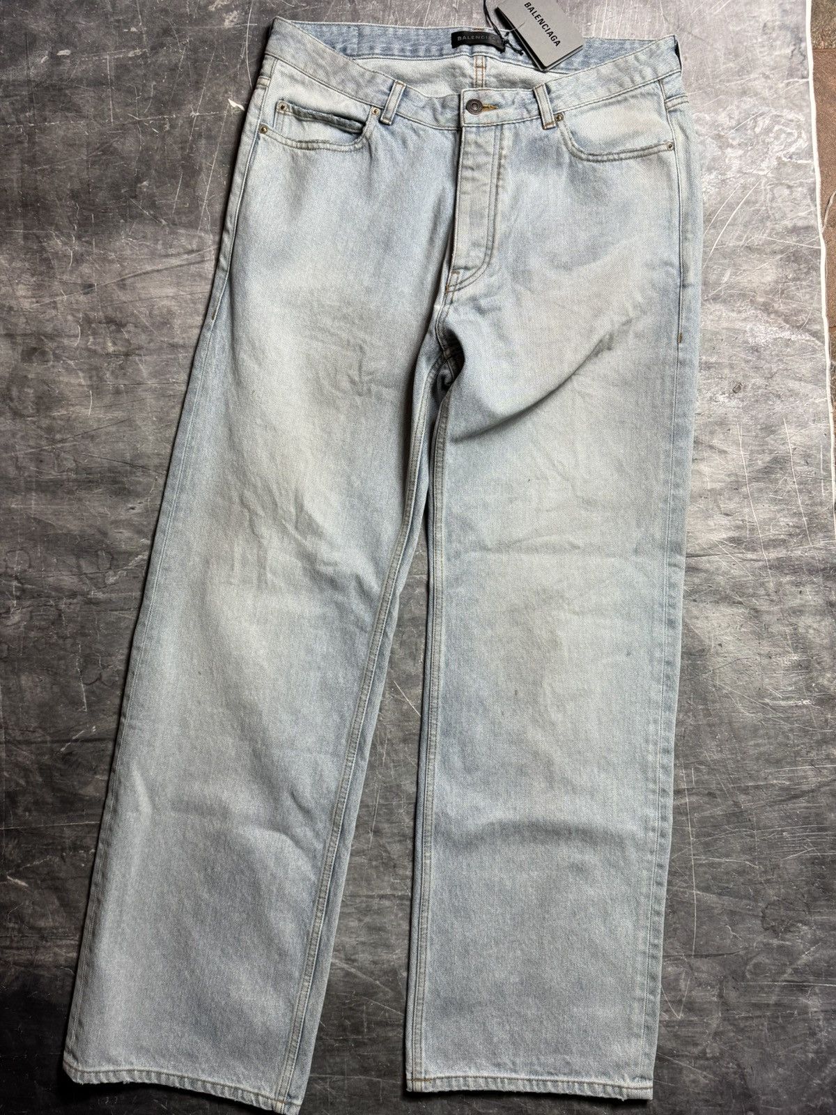Balenciaga Men's Distressed Relaxed Fit Jeans in Light Blue Size US 32 / EU 48 - 1 Thumbnail