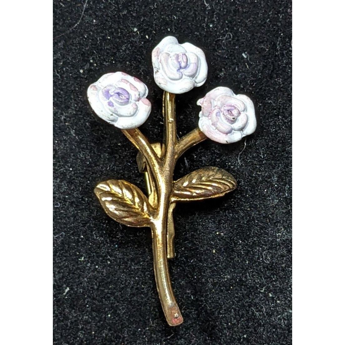Other Vintage Cottagecore White And Purple Rose Brooch With Gold T Size ONE SIZE - 3 Thumbnail