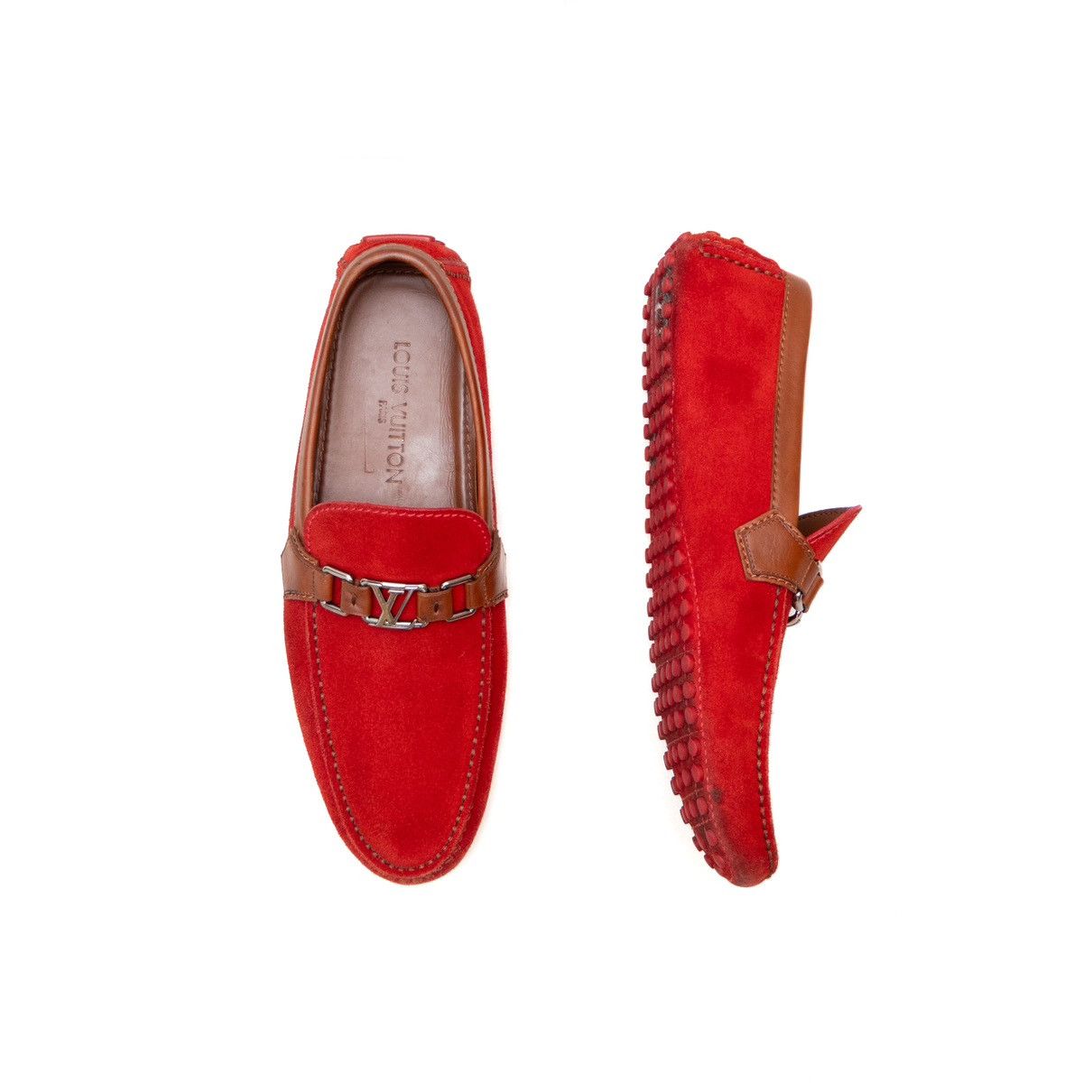 Louis Vuitton Louis Vuitton Red Suede Monte Carlo Moccasin SZ: US 10.5 Size US 10.5 / EU 43-44 - 1 Thumbnail