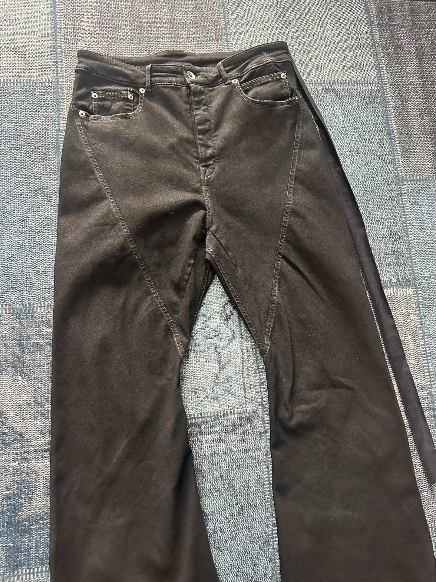 Rick Owens Rick Owens Bootcut Black Wax Coated Flare Jeans K47