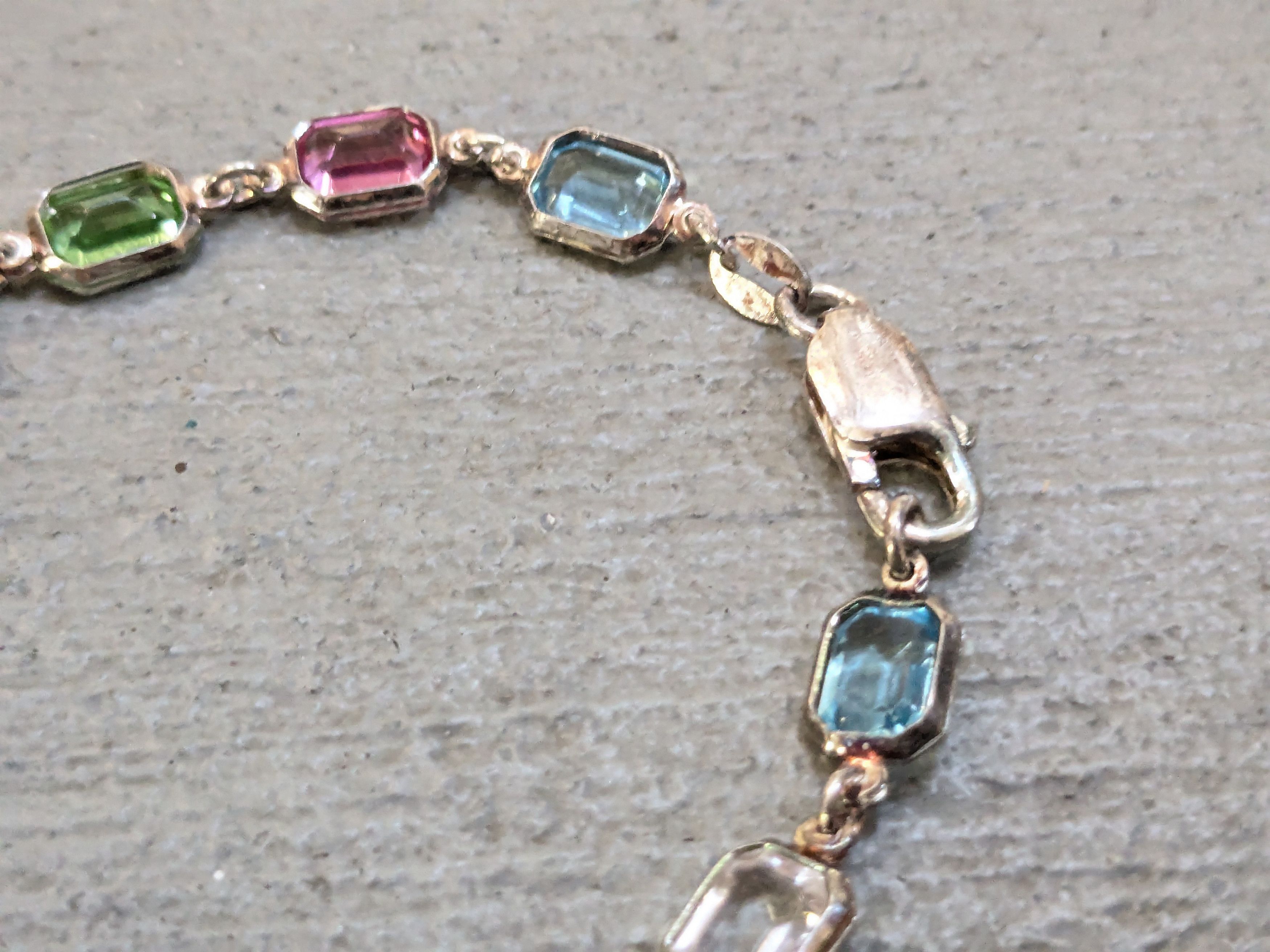 Jewelry × Vintage Vintage Sterling Silver Bracelet Rectangle Chain 7.5" Y2K Size ONE SIZE - 6 Thumbnail