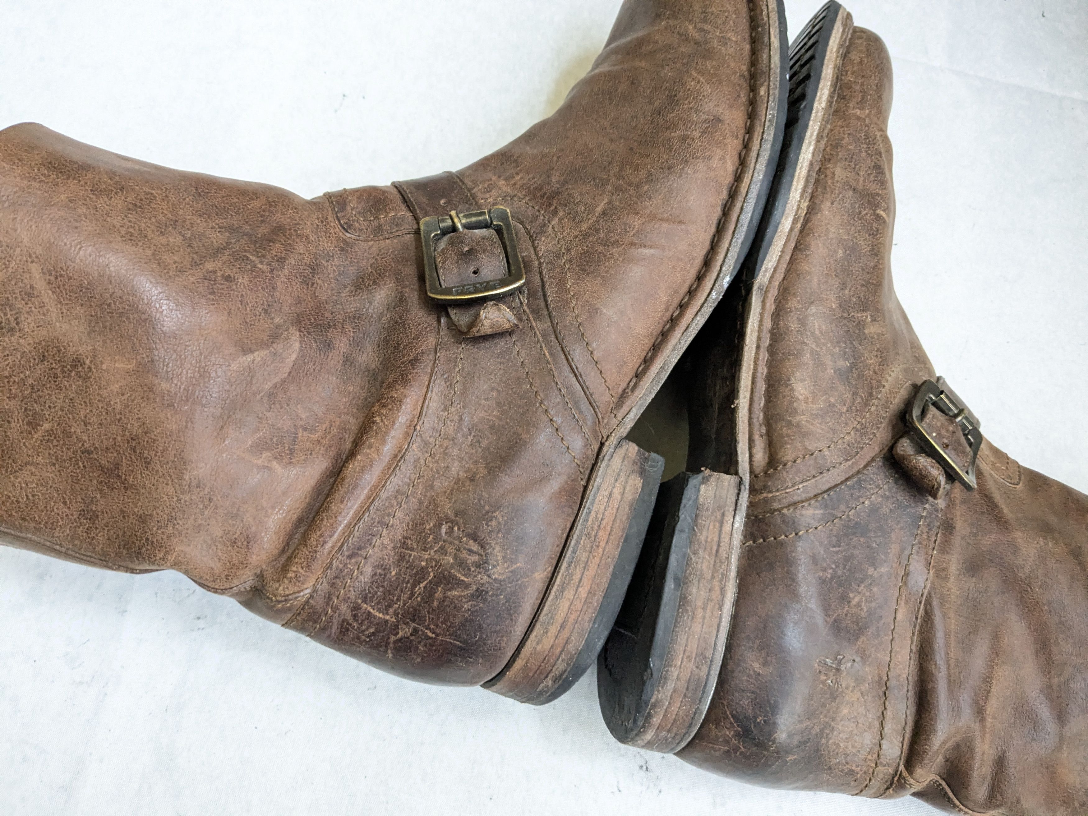 Frye Frye Engineer Boots Brown Leather 11.5 Leather Buckle Size US 11.5 / EU 44-45 - 9 Thumbnail