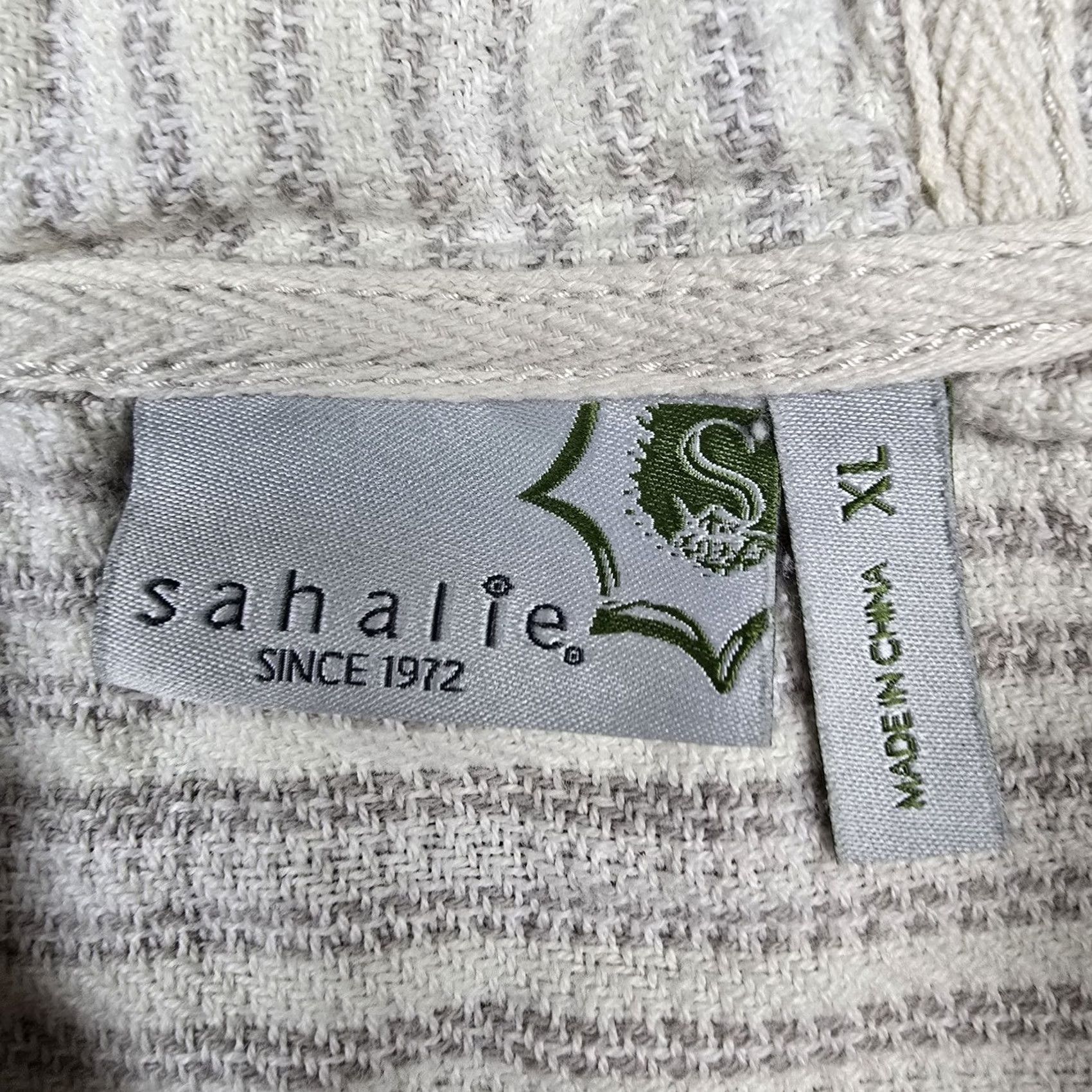 Vintage Sahalie Hoodie Mens XL White Striped Knit Cotton Baja Pullover Pockets Casual Size US XL / EU 56 / 4 - 3 Thumbnail
