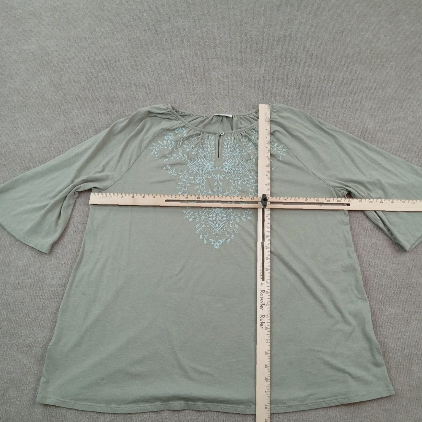 J. Jill J Jill Womens Green Blouse Extra Large Lightweight 3/4 Sleeve Flowy Top Size XL / US 12-14 / IT 48-50 - 2 Thumbnail