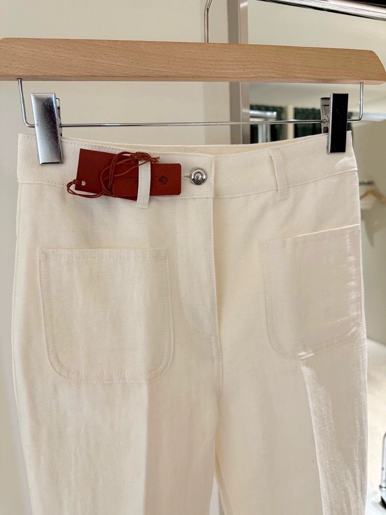 Loro Piana LORO PIANA Ladies linen cotton straight flared trousers Size 26" / US 2 / IT 38 - 2 Thumbnail
