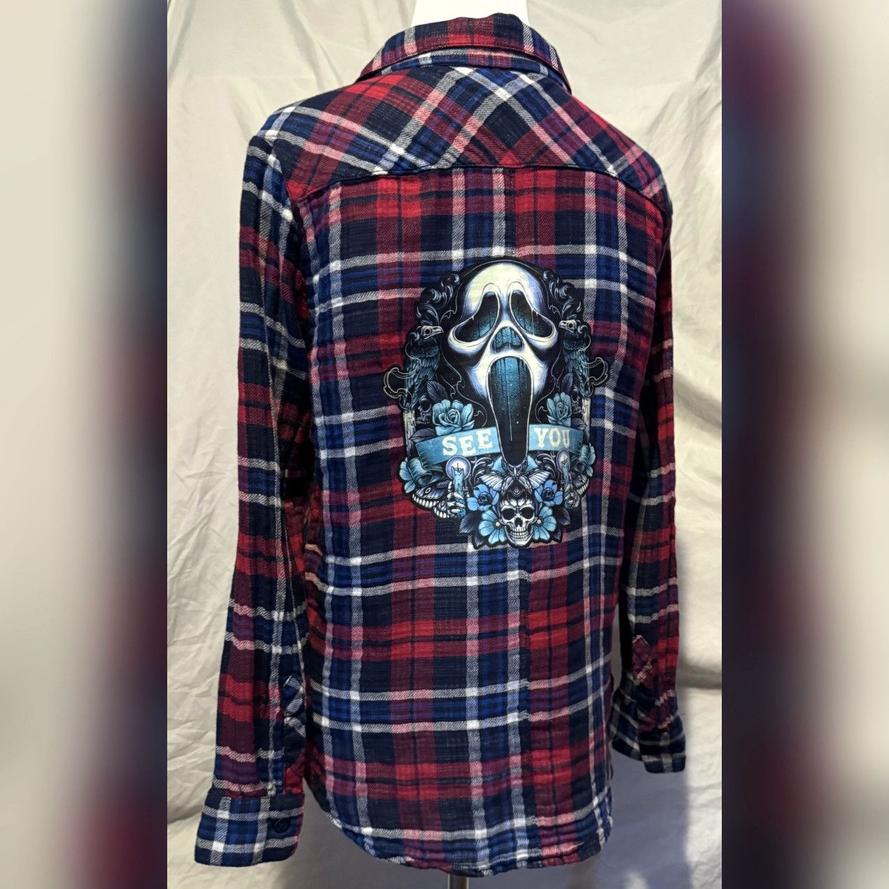 Nordstrom Ghostface, Halloween, Long Sleeve, Plaid Button Down Top Size XS / US 0-2 / IT 36-38 - 6 Thumbnail