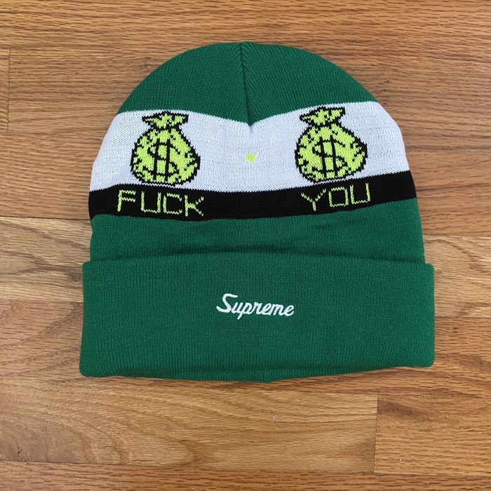 Supreme Green Supreme Fuck You Pay Me Beanie | Grailed