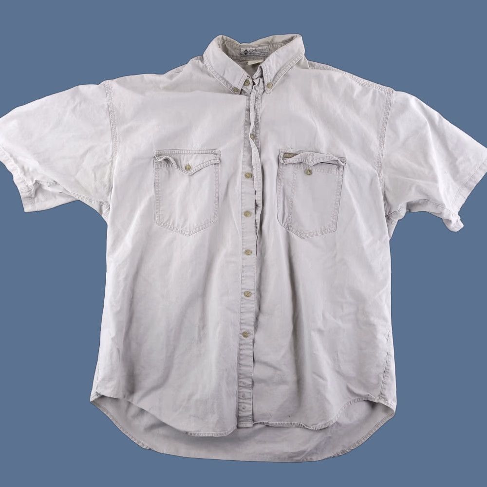 Vintage VINTAGE Columbia Shirt Mens XL Gray Chore Button-Up Short Sleeve Collared Family of Words? Size US XL / EU 56 / 4 - 1 Thumbnail