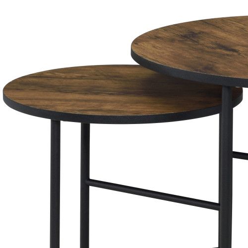 Designer × Homemade ACME Oblis 2Pc Pk Nesting Tables, Vintage Oak 83150 Size US L / EU 52-54 / 3 - 4 Thumbnail