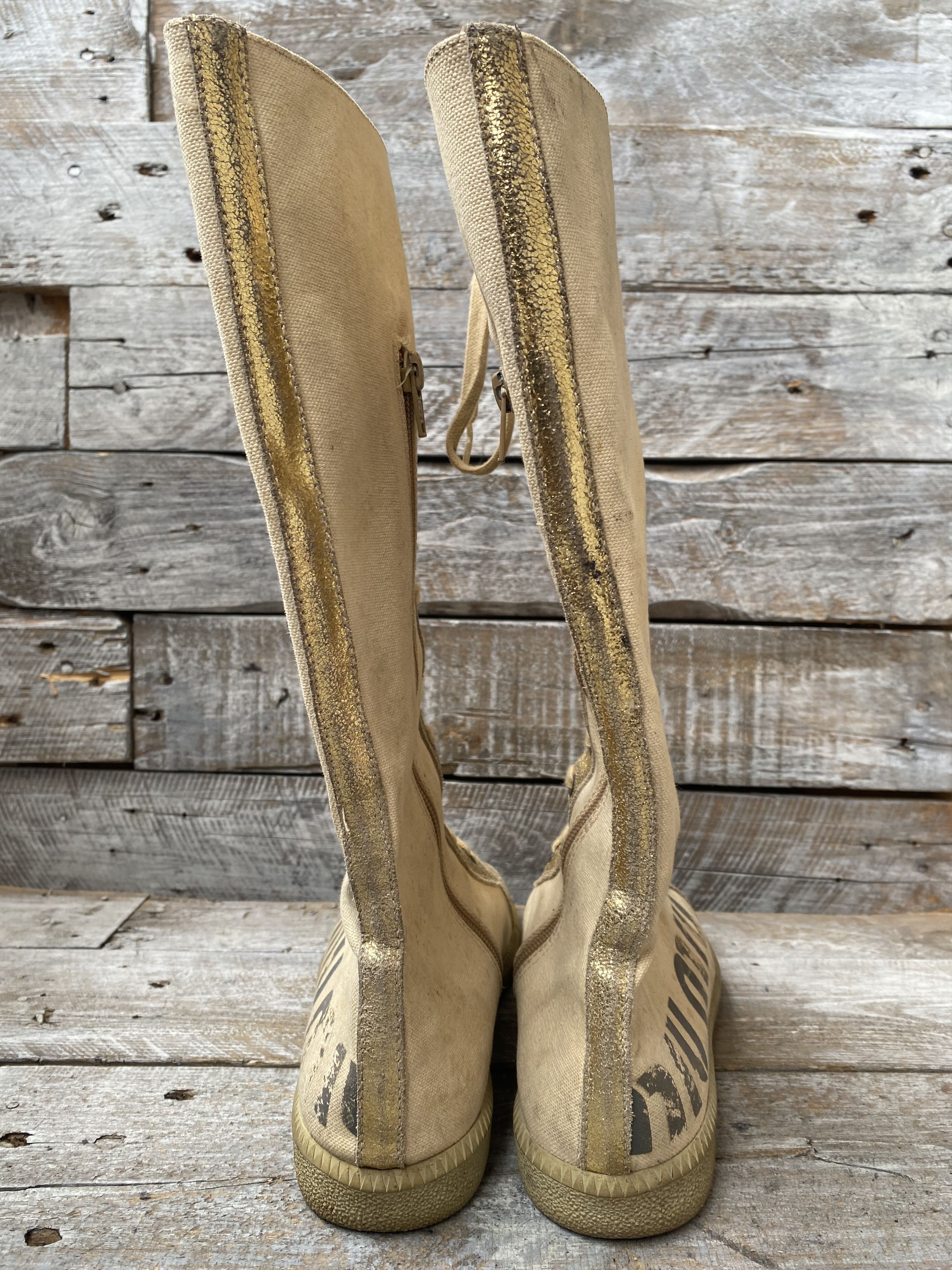 Miu Miu Vintage 90's Miu miu boxing canvas gold sneakers sz38,Y2k Size US 8 / IT 38 - 6 Thumbnail
