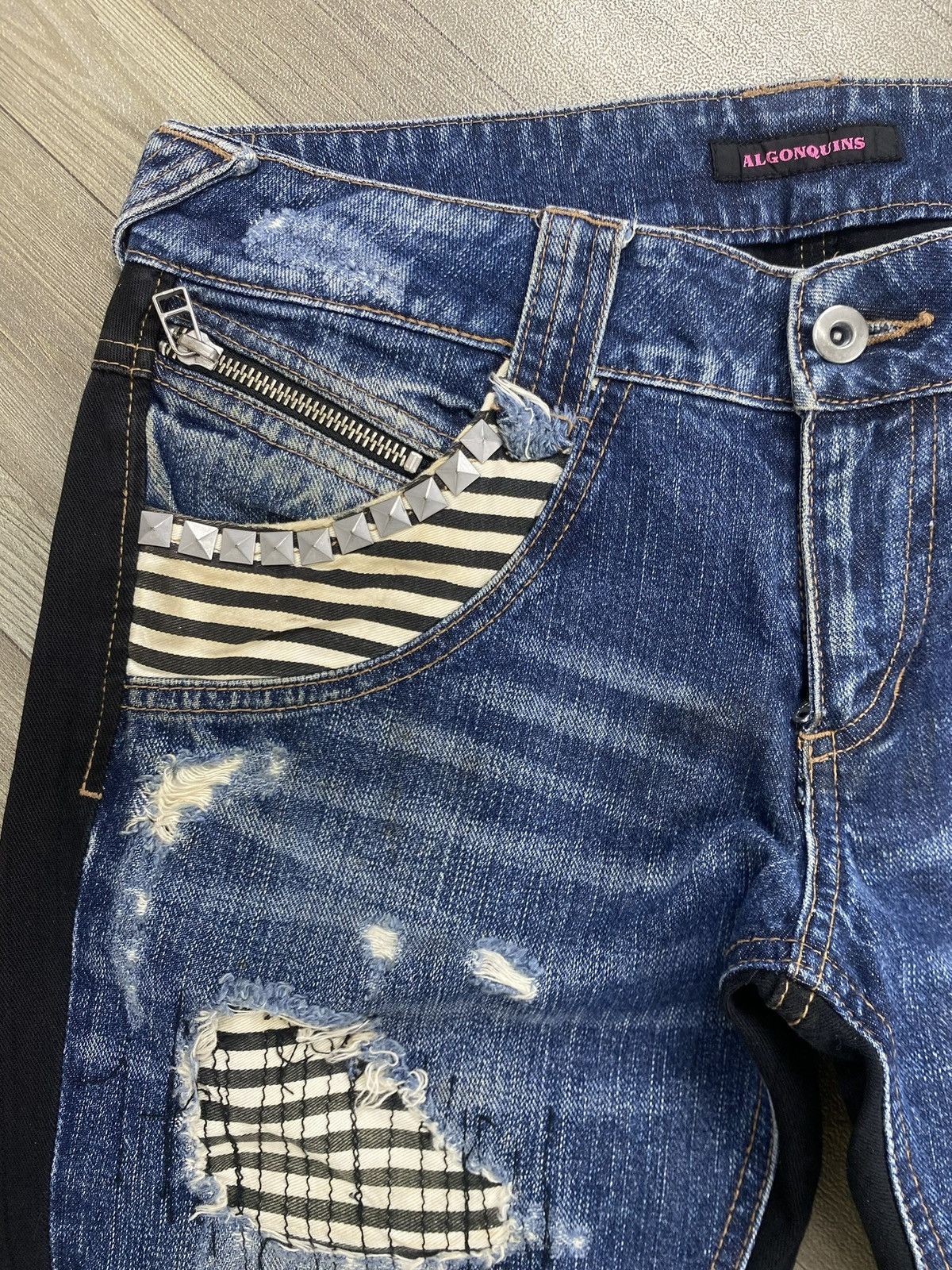 Japanese Brand 🇯🇵2000s Algonquins Distressed Punk Lgb Style Y2K Flared Jeans Size US 28 / EU 44 - 6 Thumbnail