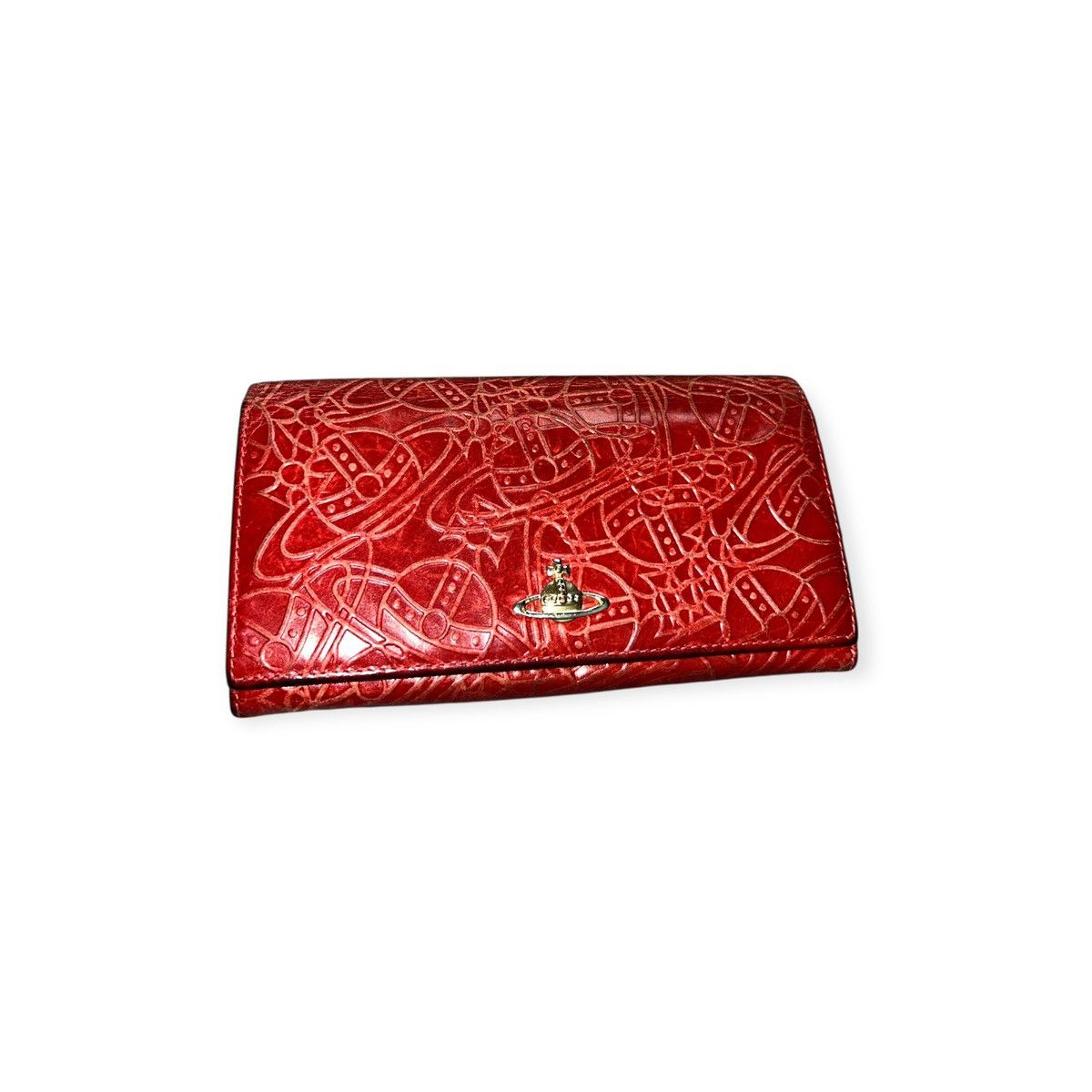 Vivienne Westwood London Embossed Monogram Orb Red Long Zip Wallet Size ONE SIZE - 1 Thumbnail
