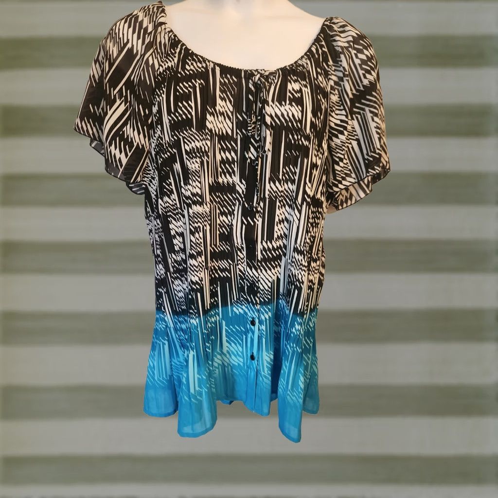 Avenue VINTAGE Avenue Geometric Print Blouse Shirt? Size XXL / US 16-18 / IT 52-54 - 1 Thumbnail